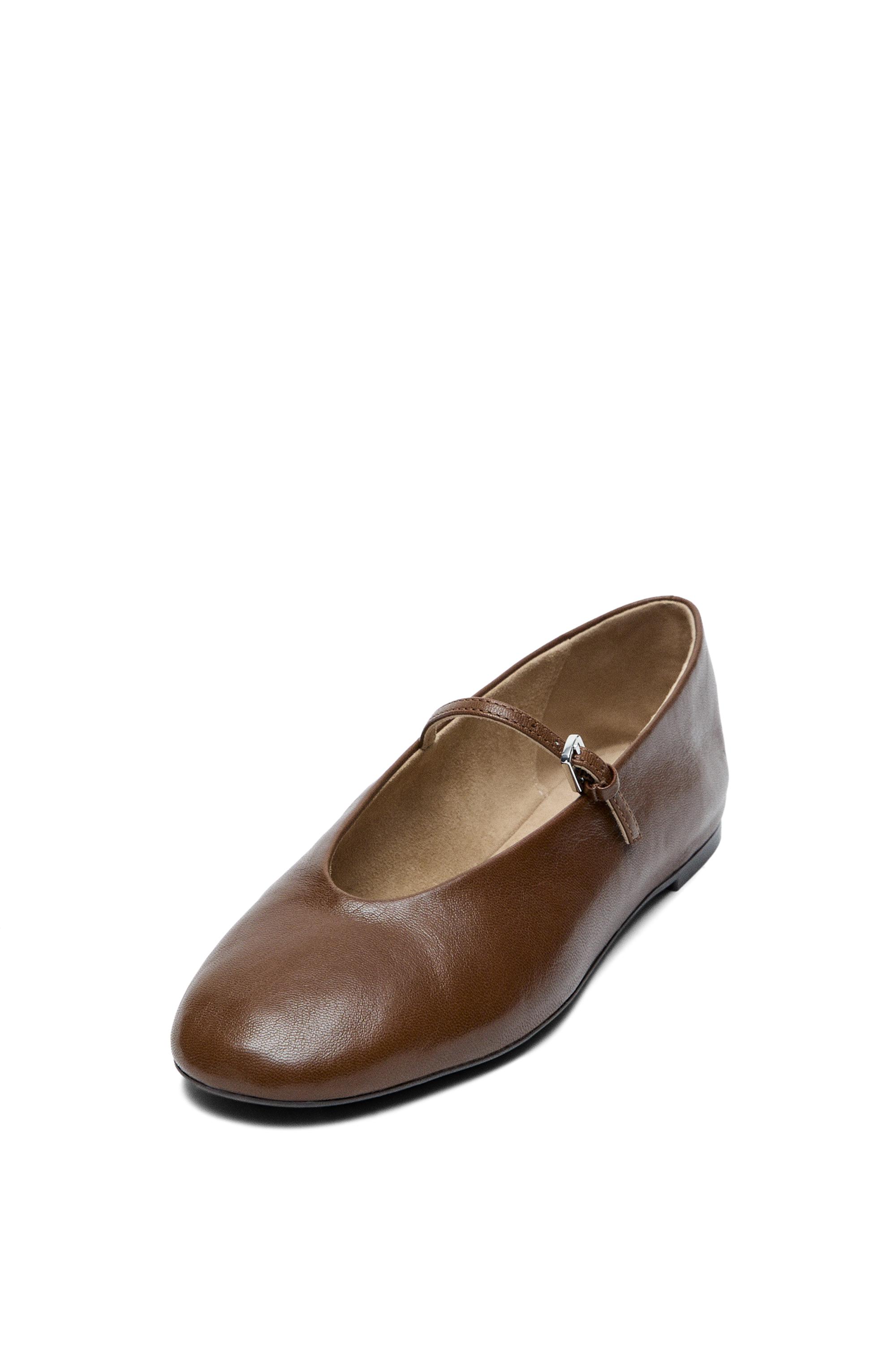 Soft leather ballerinas — HAZELNUT BROWN