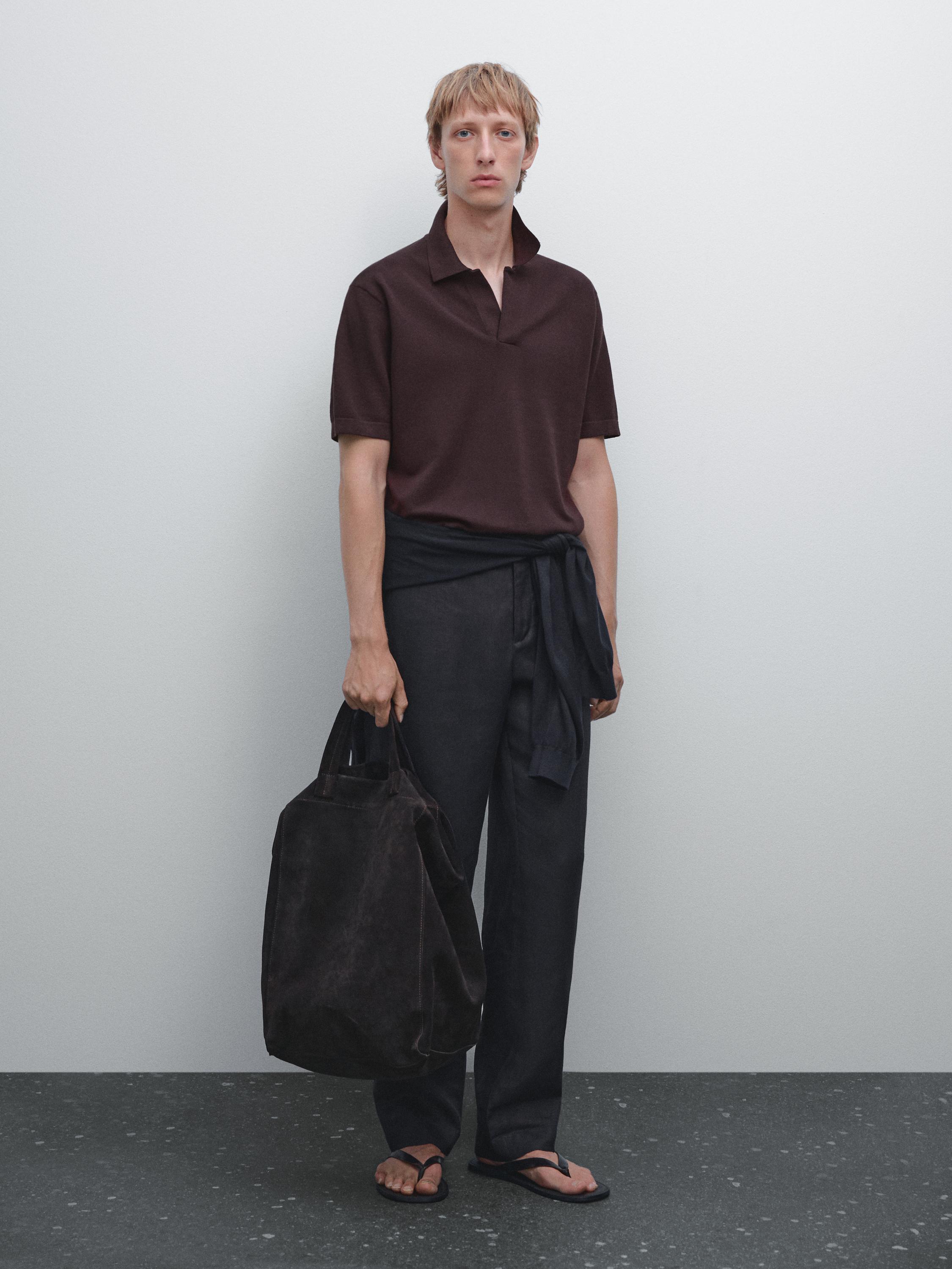 Knit V-neck polo shirt