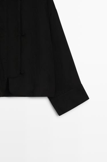 Cropped jacquard detail jacket — BLACK 7