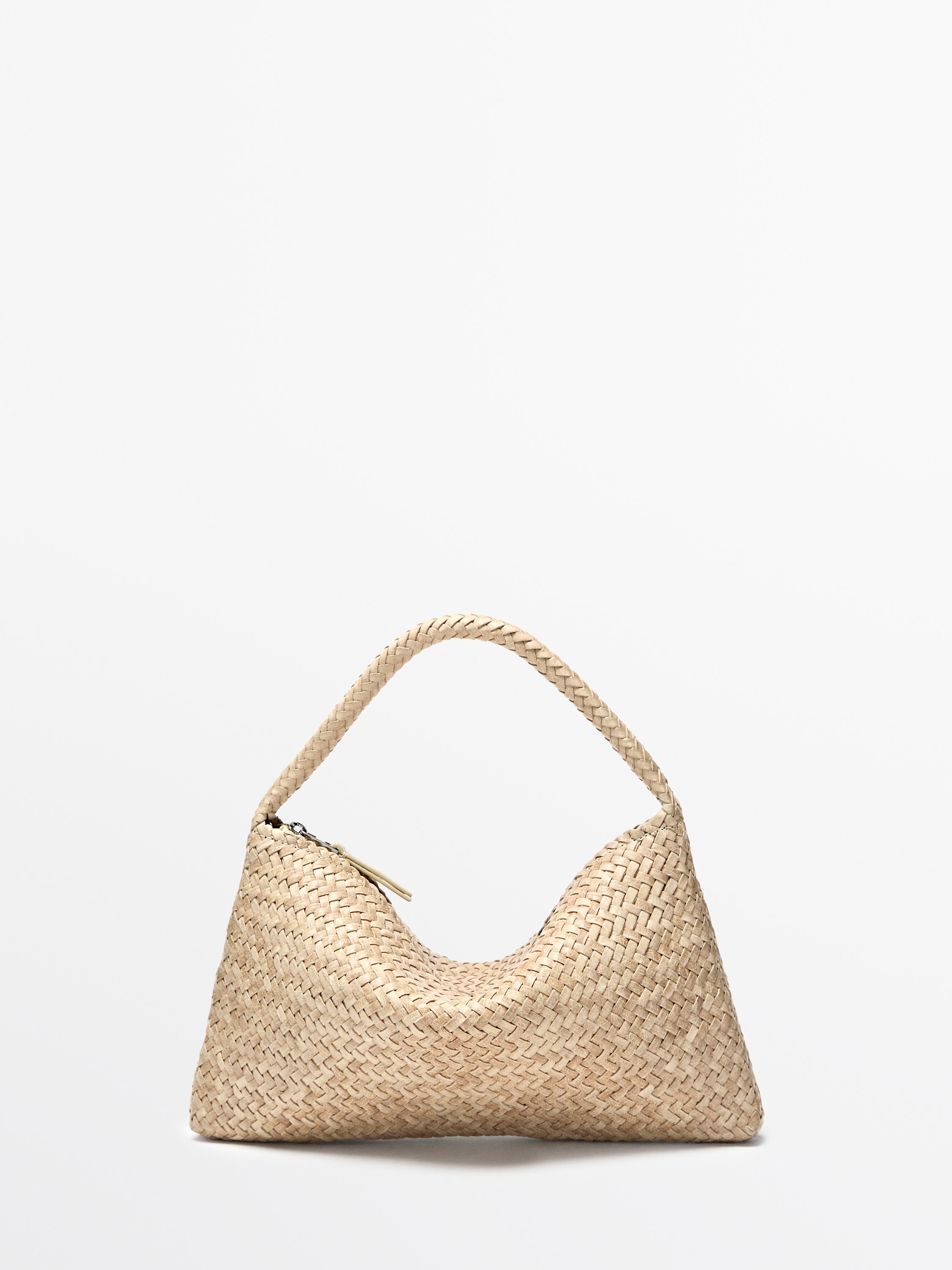 Small braided leather shoulder bag