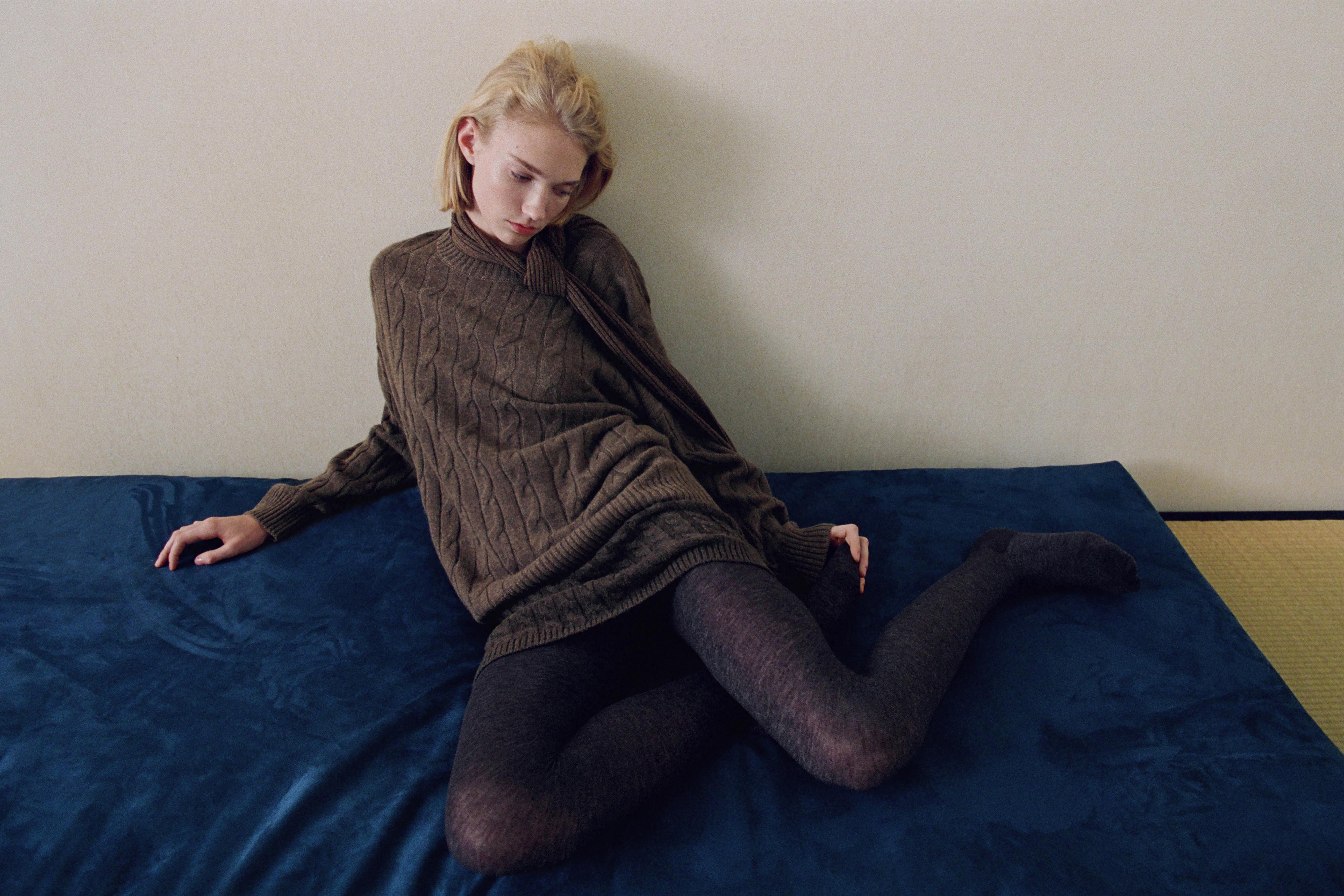 100% cashmere cable-knit sweater — ANTHRACITE GREY