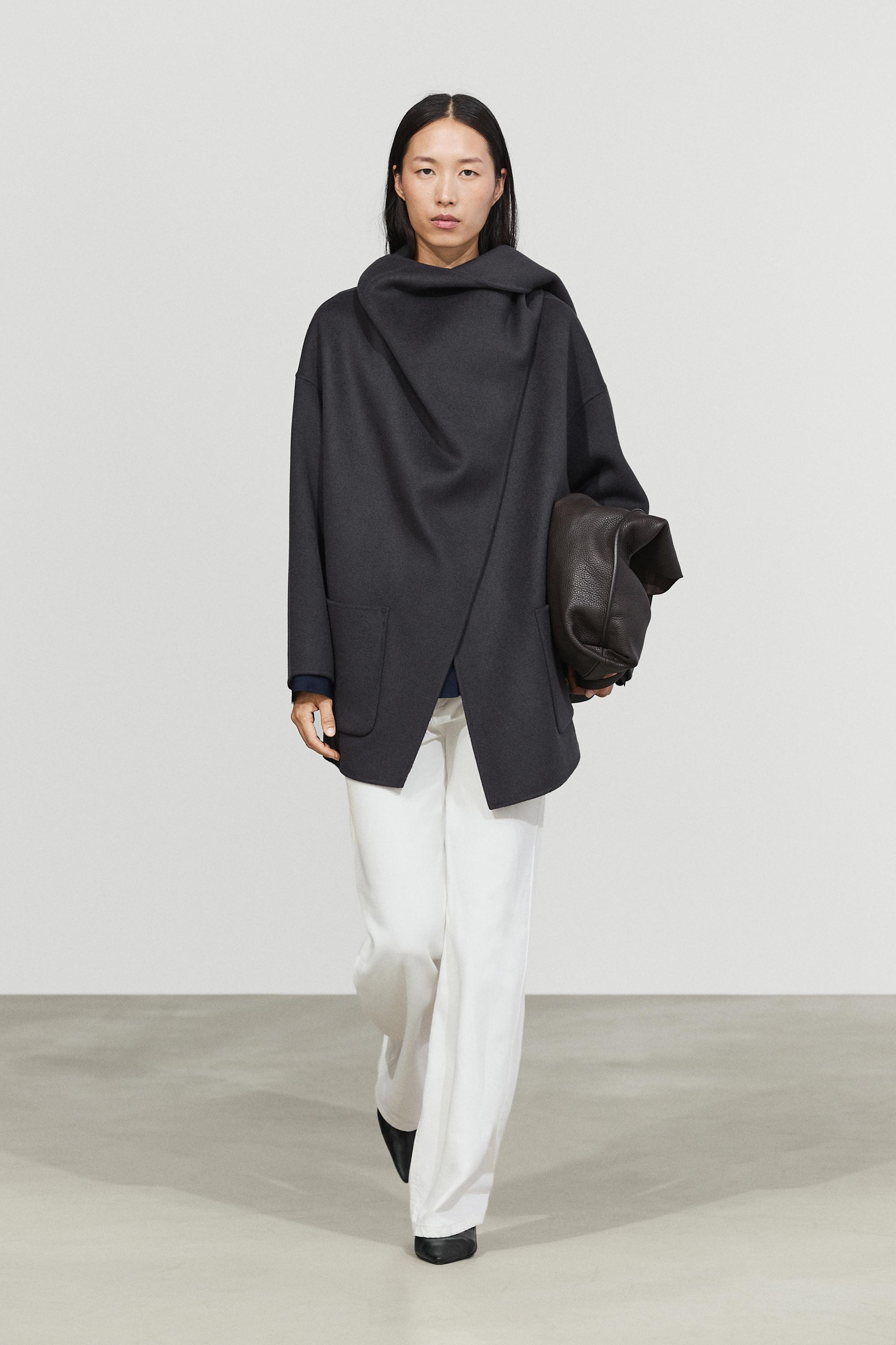 Mid-length coat with scarf detail