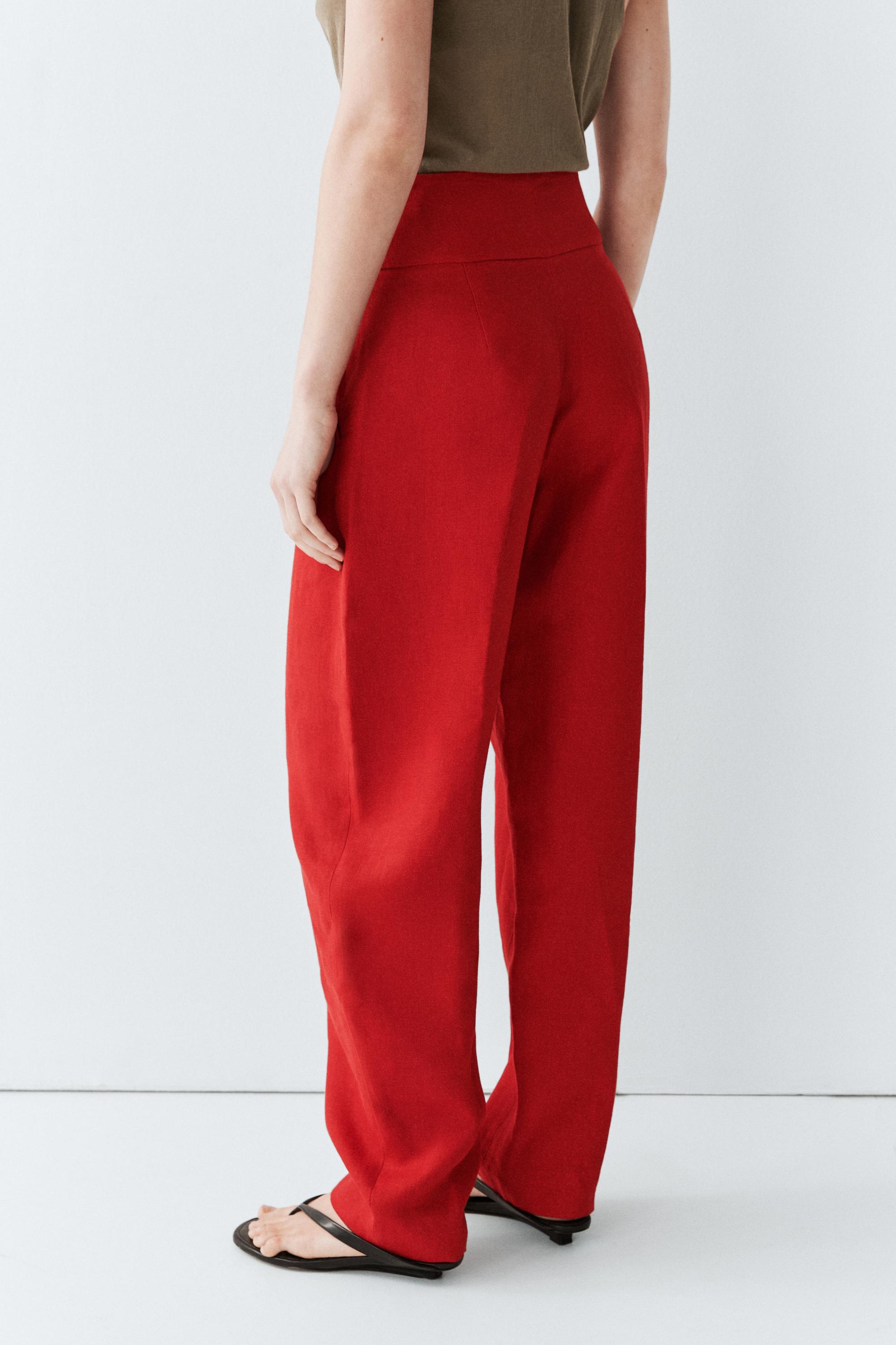 Voluminous linen trousers — RED