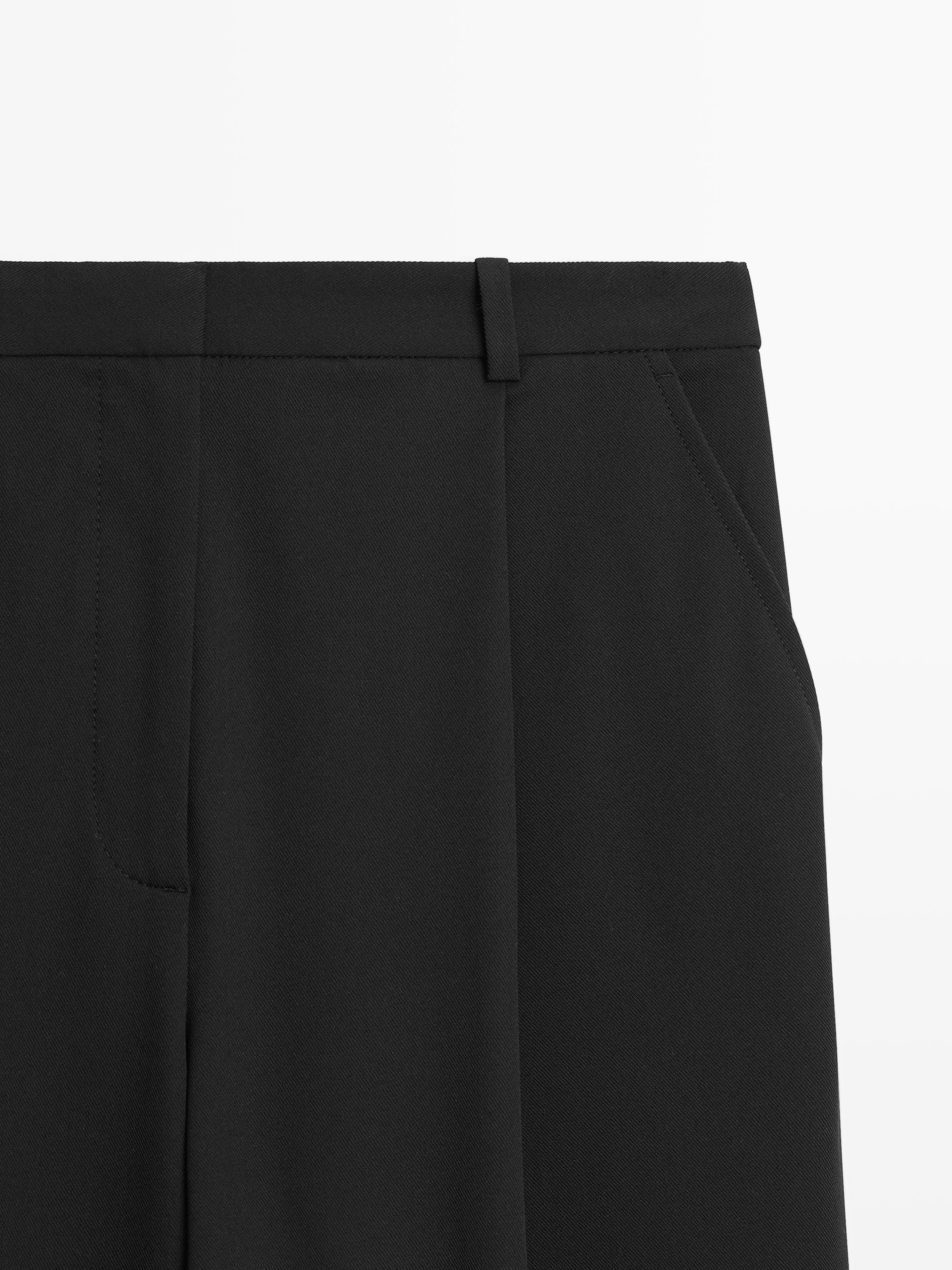 Darted wide-leg trousers