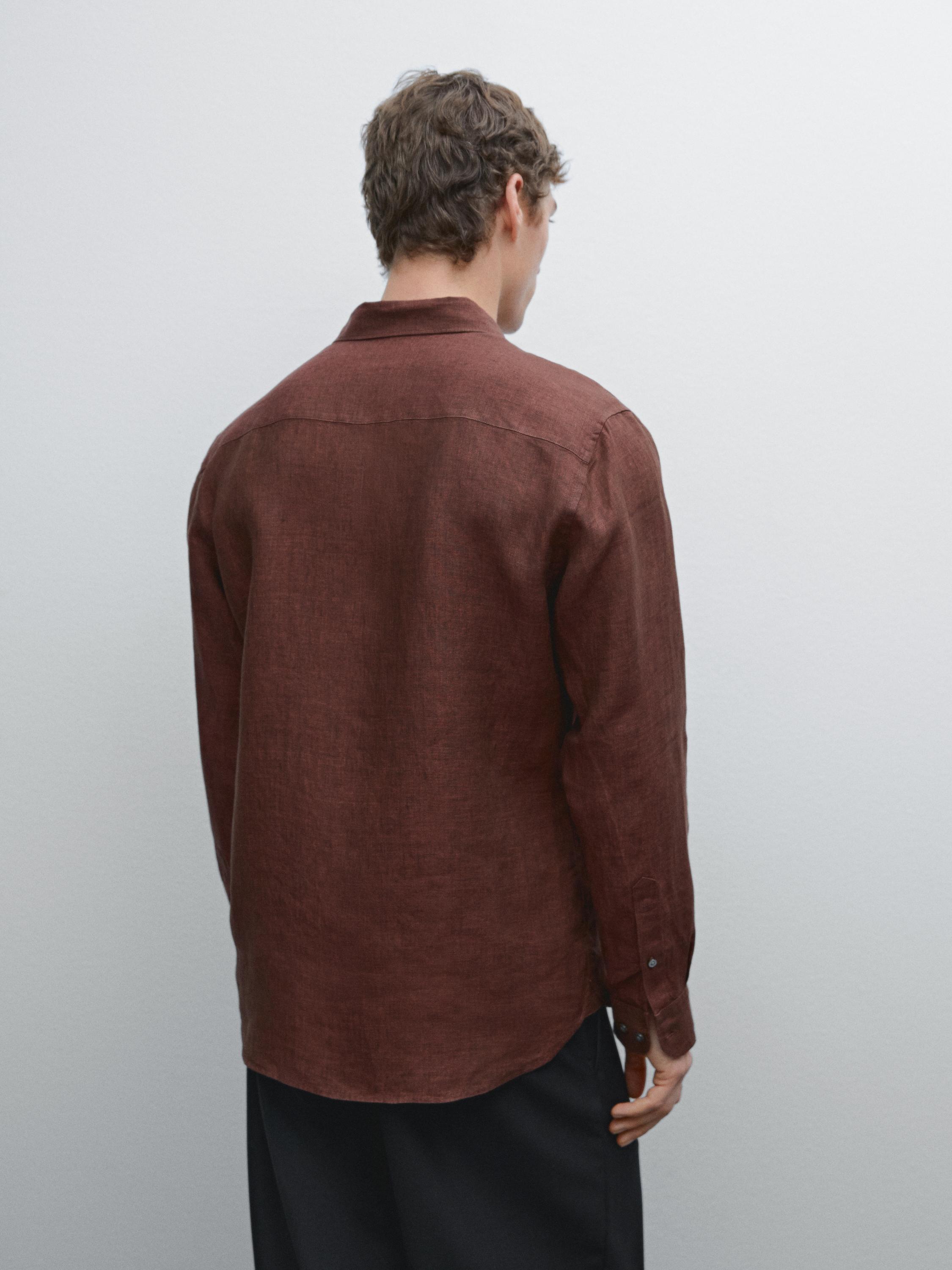 Slim fit faded 100% linen shirt