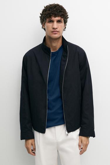 Cotton blend high-neck jacket — DARK NAVY 3