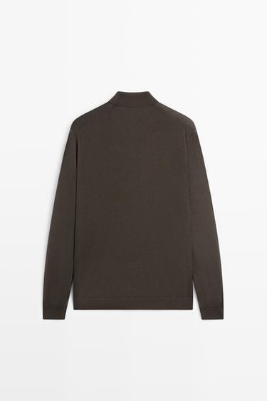 100% merino wool knit polo sweater — DARK KHAKI 6