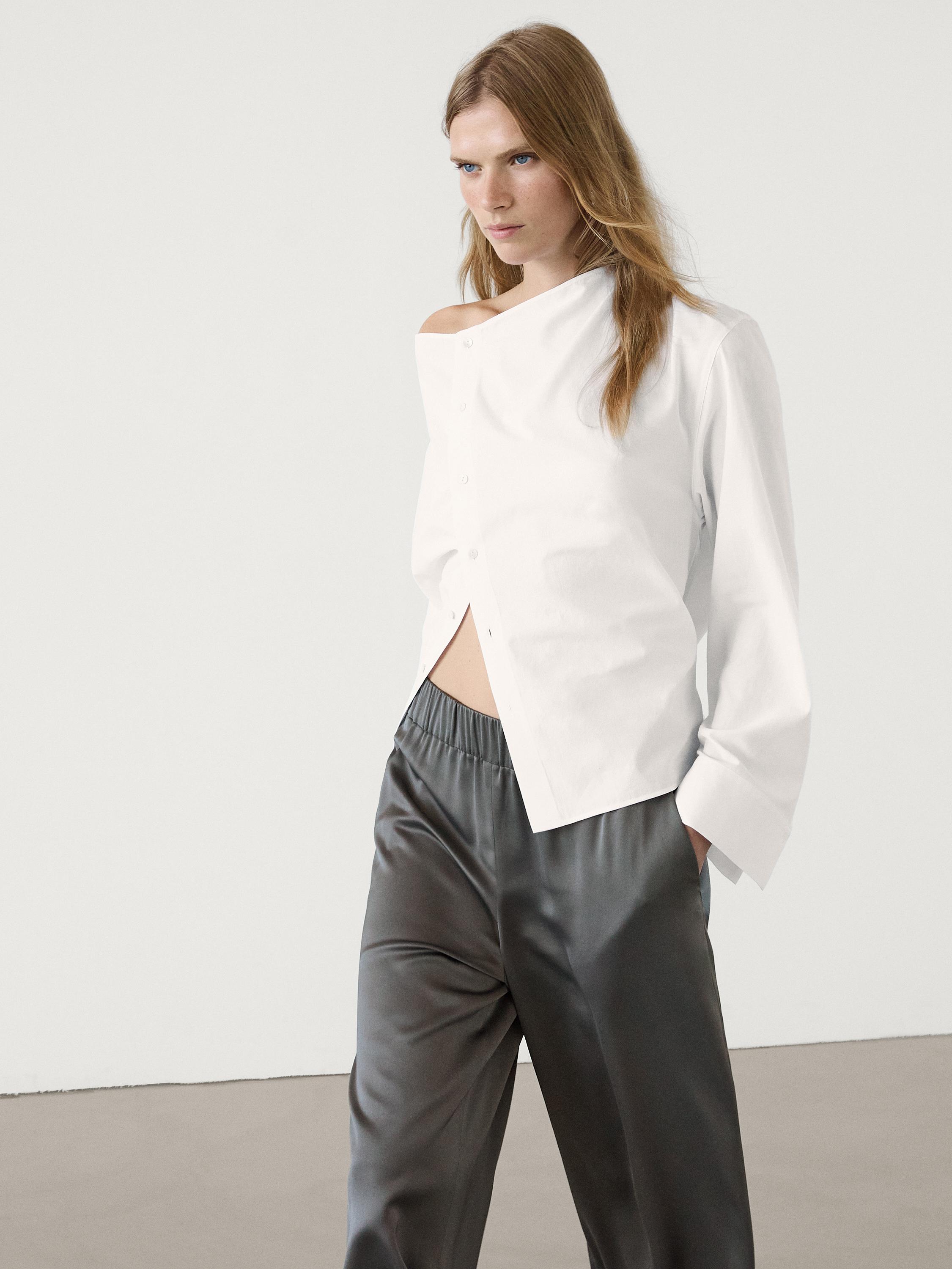 Pantalon wide leg satiné