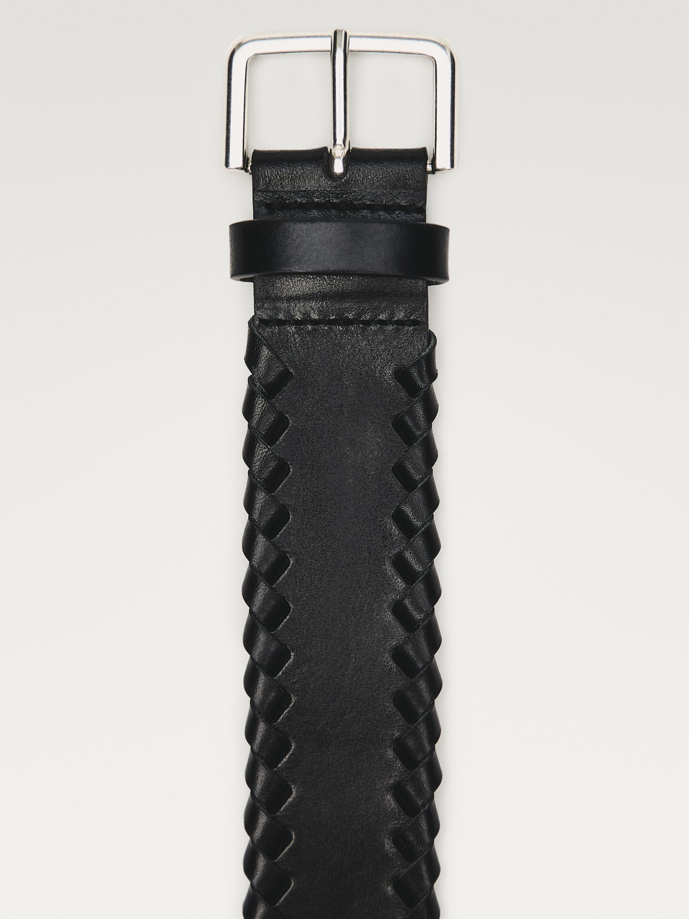 Nappa leather belt with braided detail