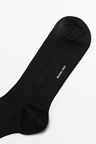 Ribbed wool blend dress socks — BLACK 3