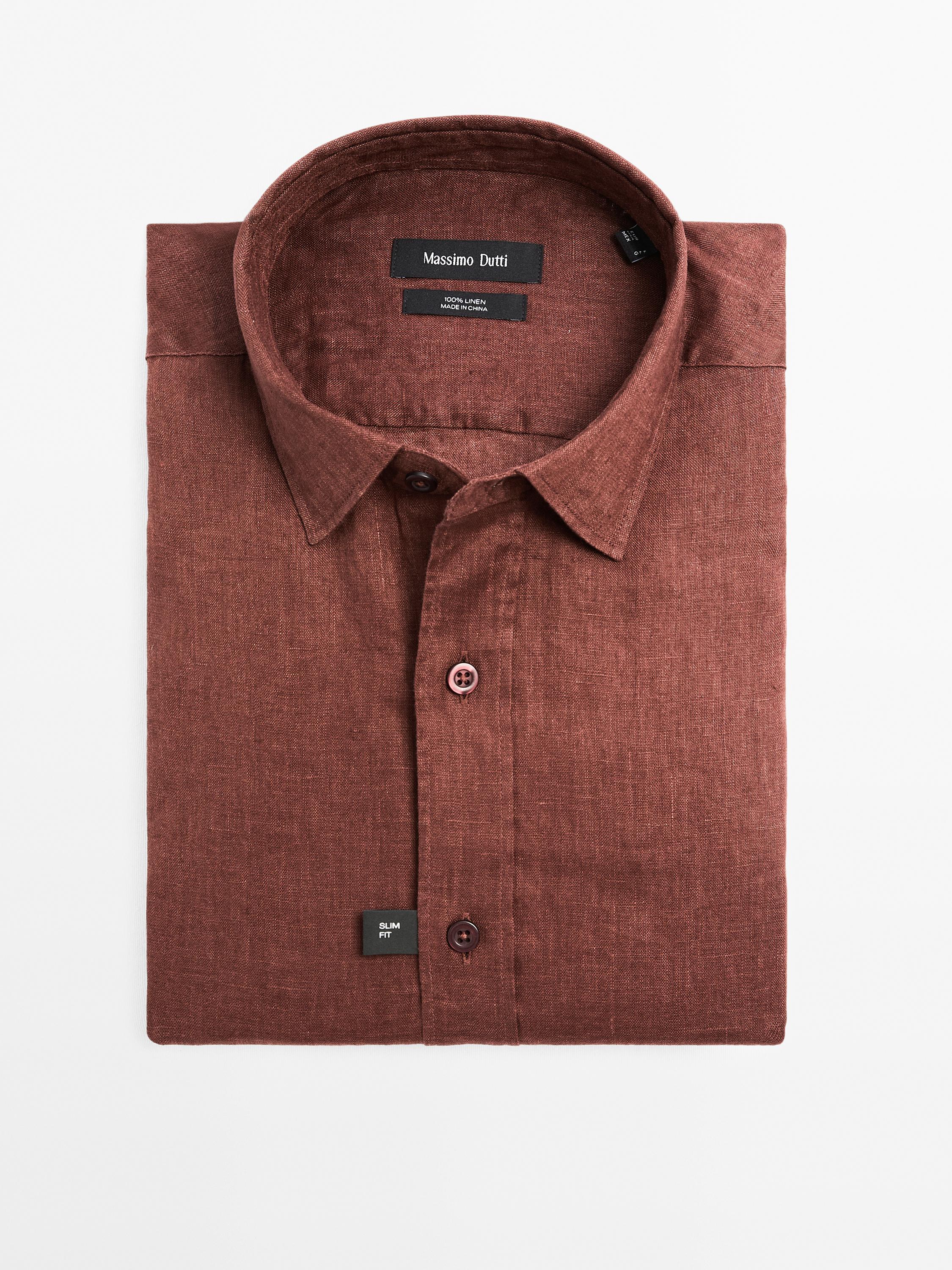 Camisa slim fit 100% lino