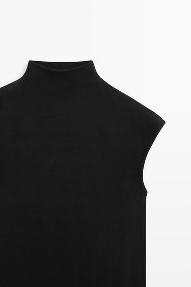 Stretch top with funnel neck — BLACK 4
