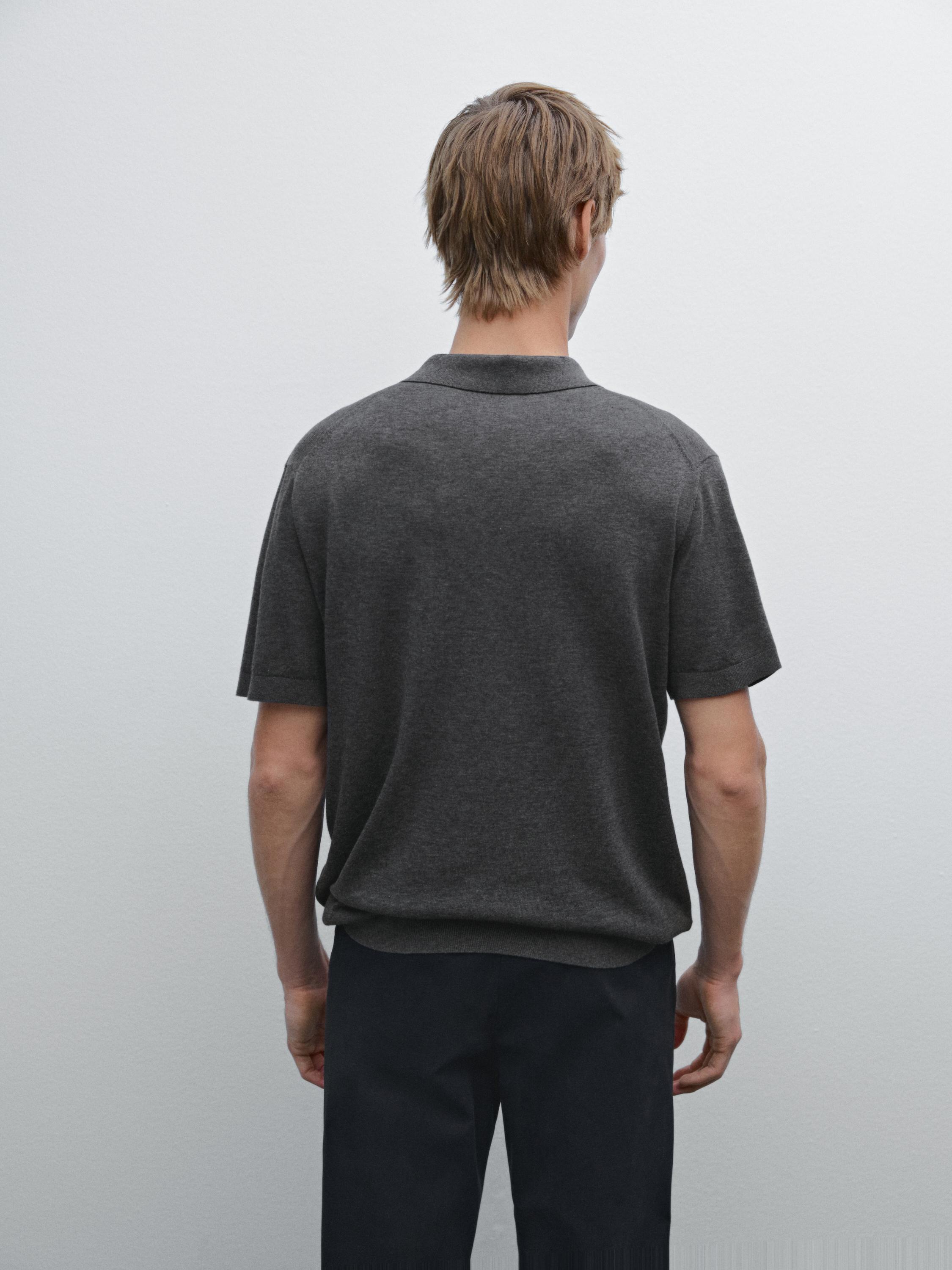 Cotton blend knit polo shirt