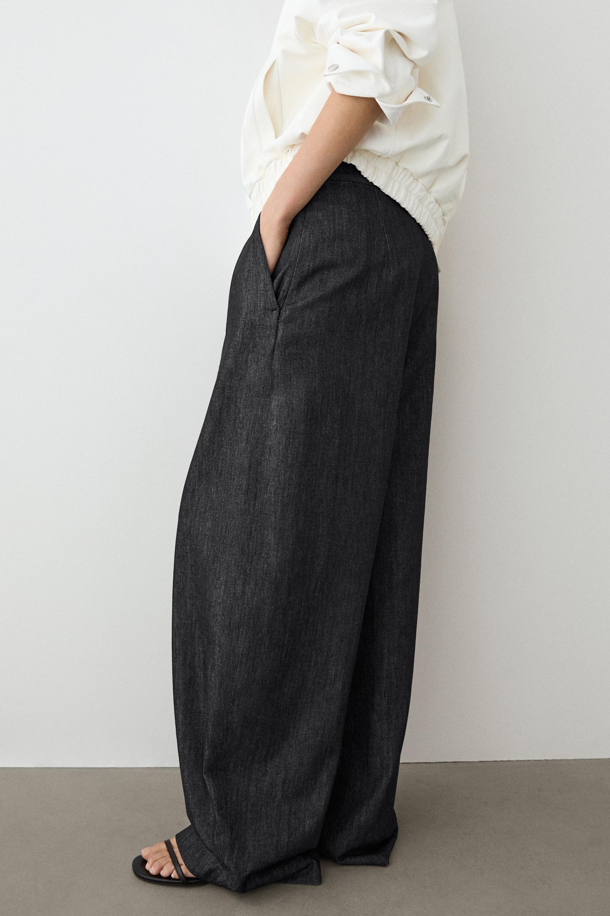 High-waist barrel fit jeans — DARK BLUE