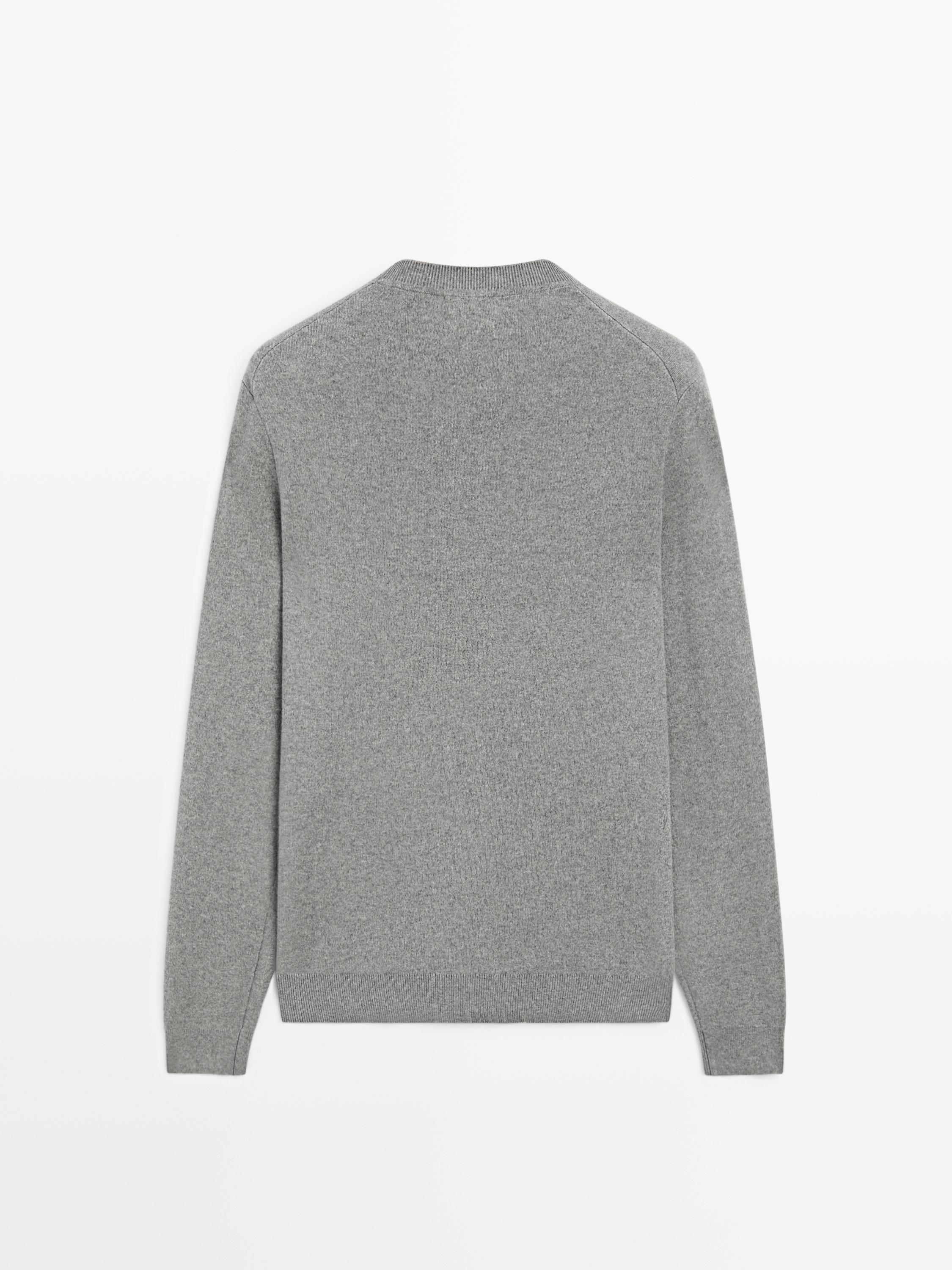 Knit 100% cotton crew neck sweater — Medium Grey