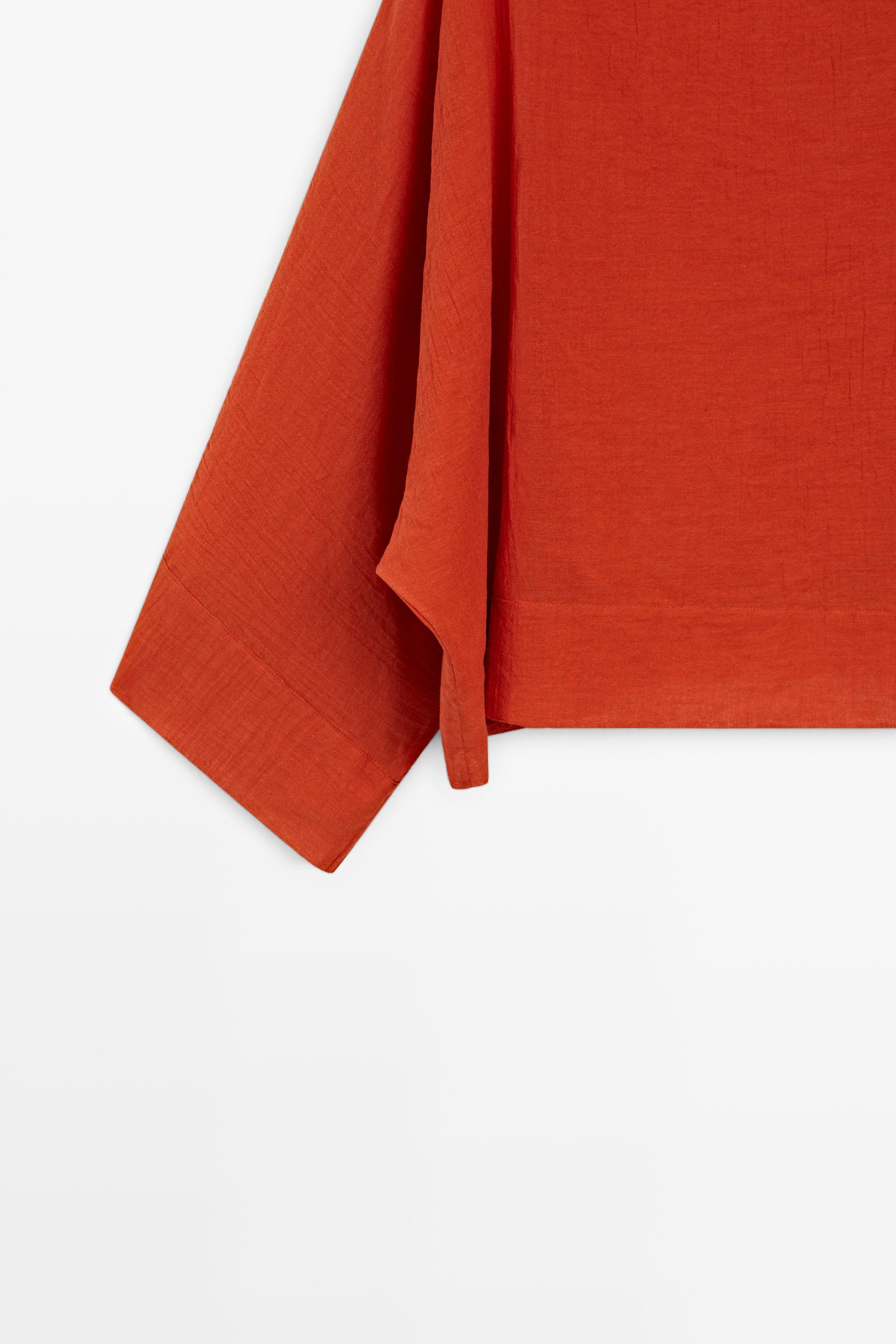 Flowing 100% cotton shirt with voluminous sleeves — BURNT ORANGE