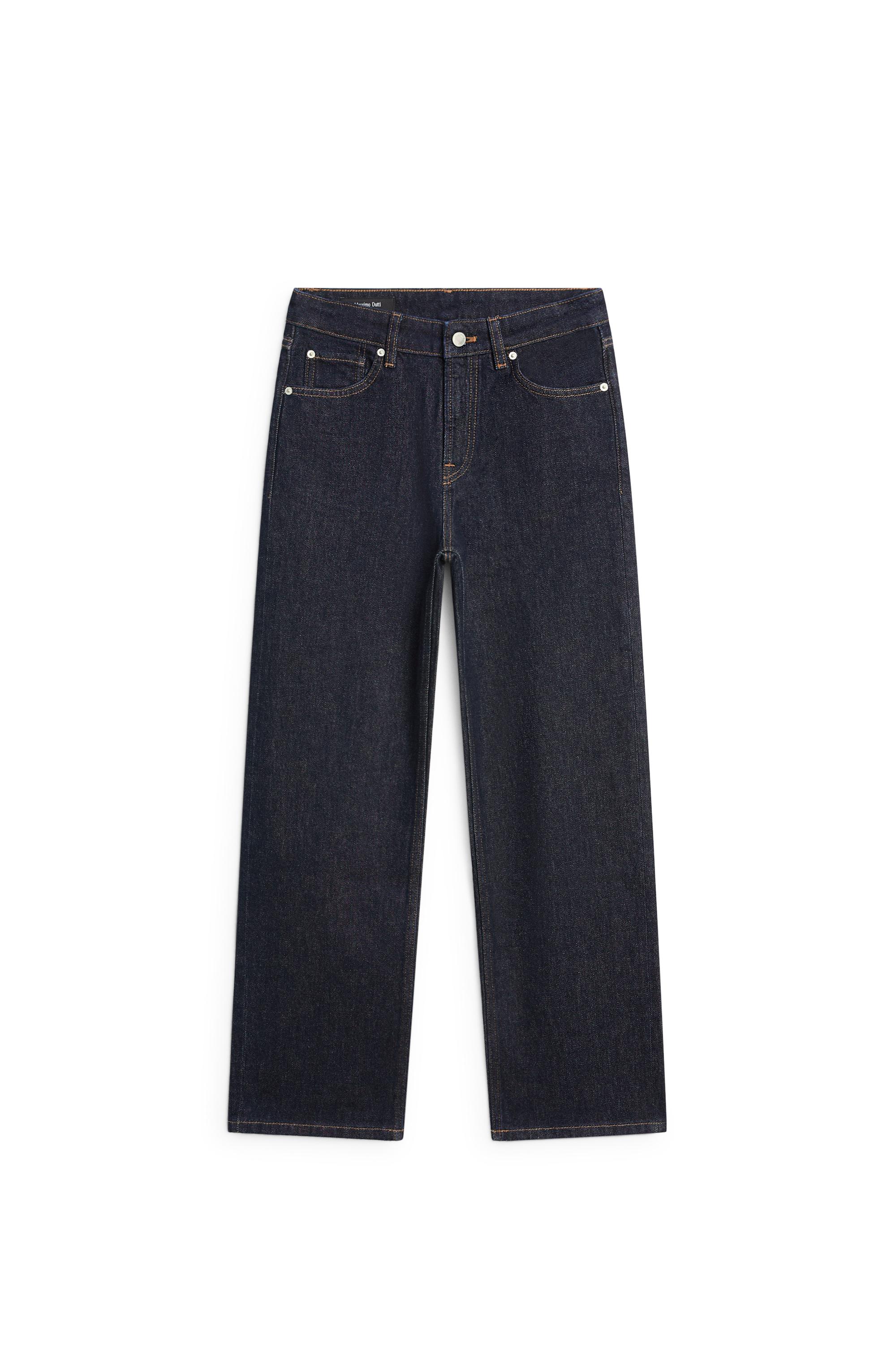 High-waist cropped straight-leg jeans — DARK BLUE