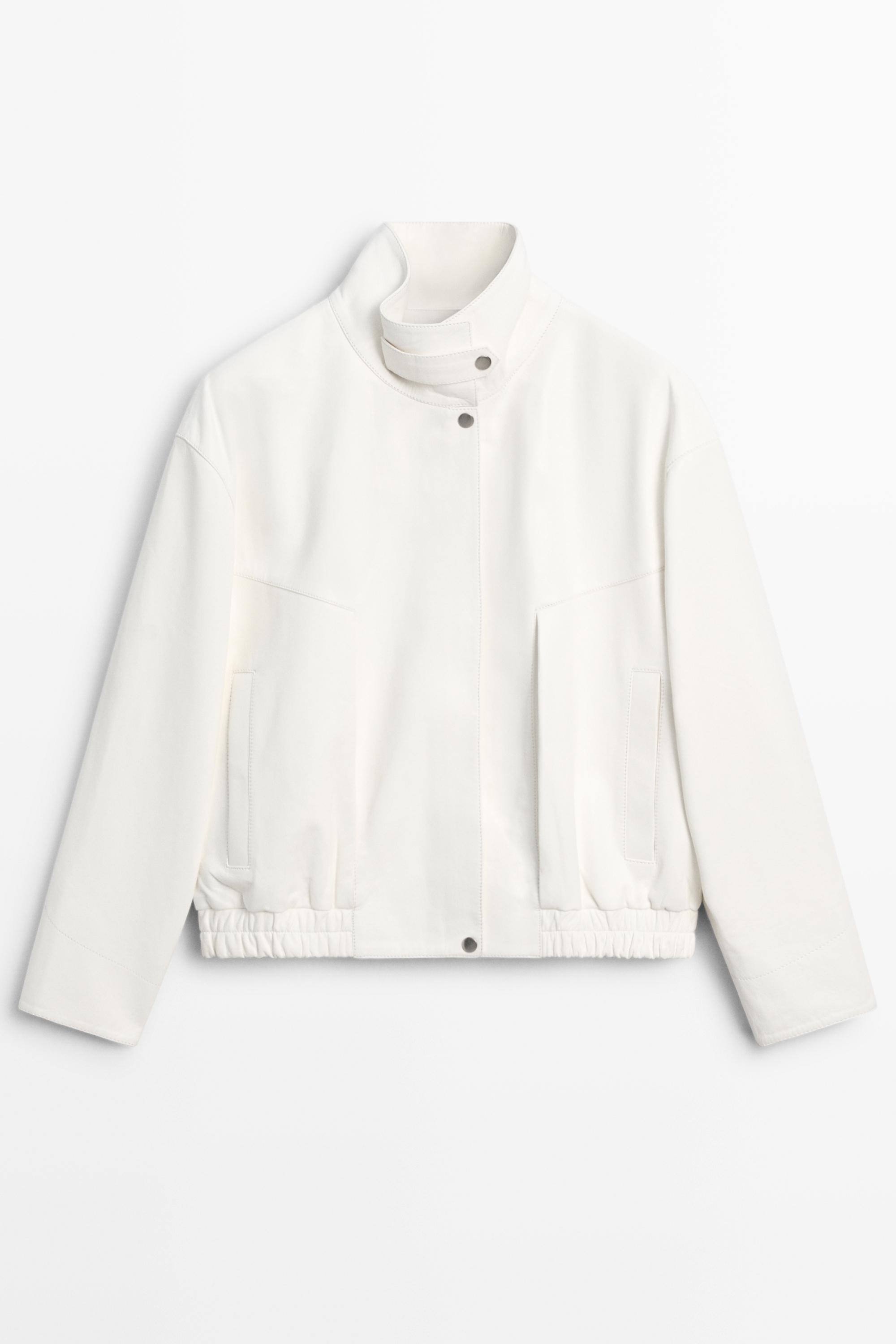 Nappa leather bomber jacket — WHITE