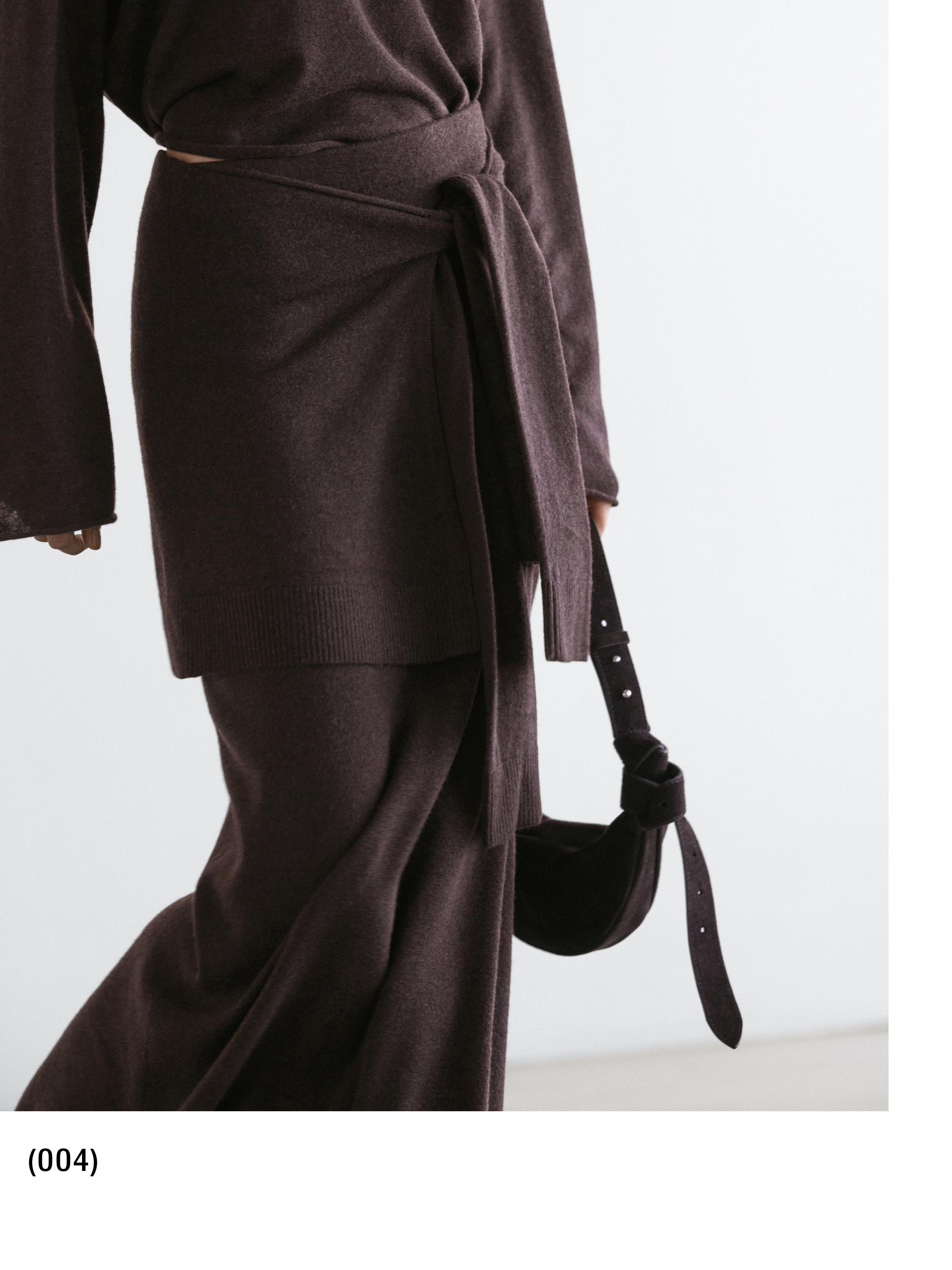 Knit skirt with knotted sleeve details — Chocolate