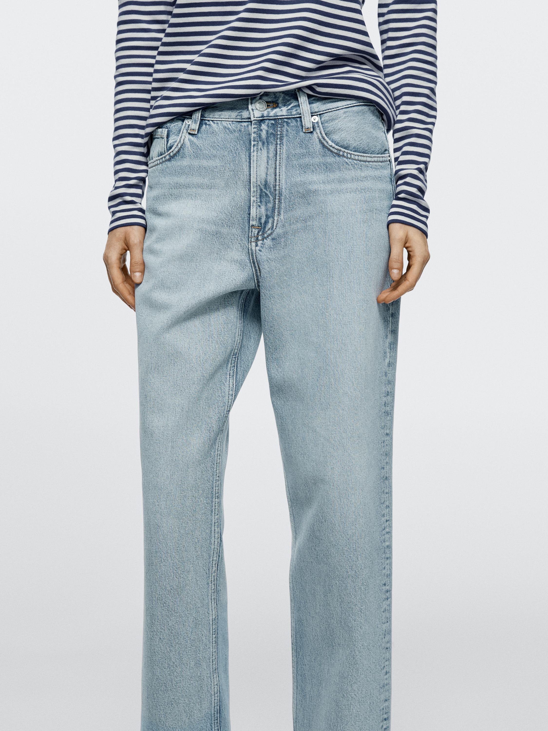 Straight-leg high-waist jeans — Light Blue