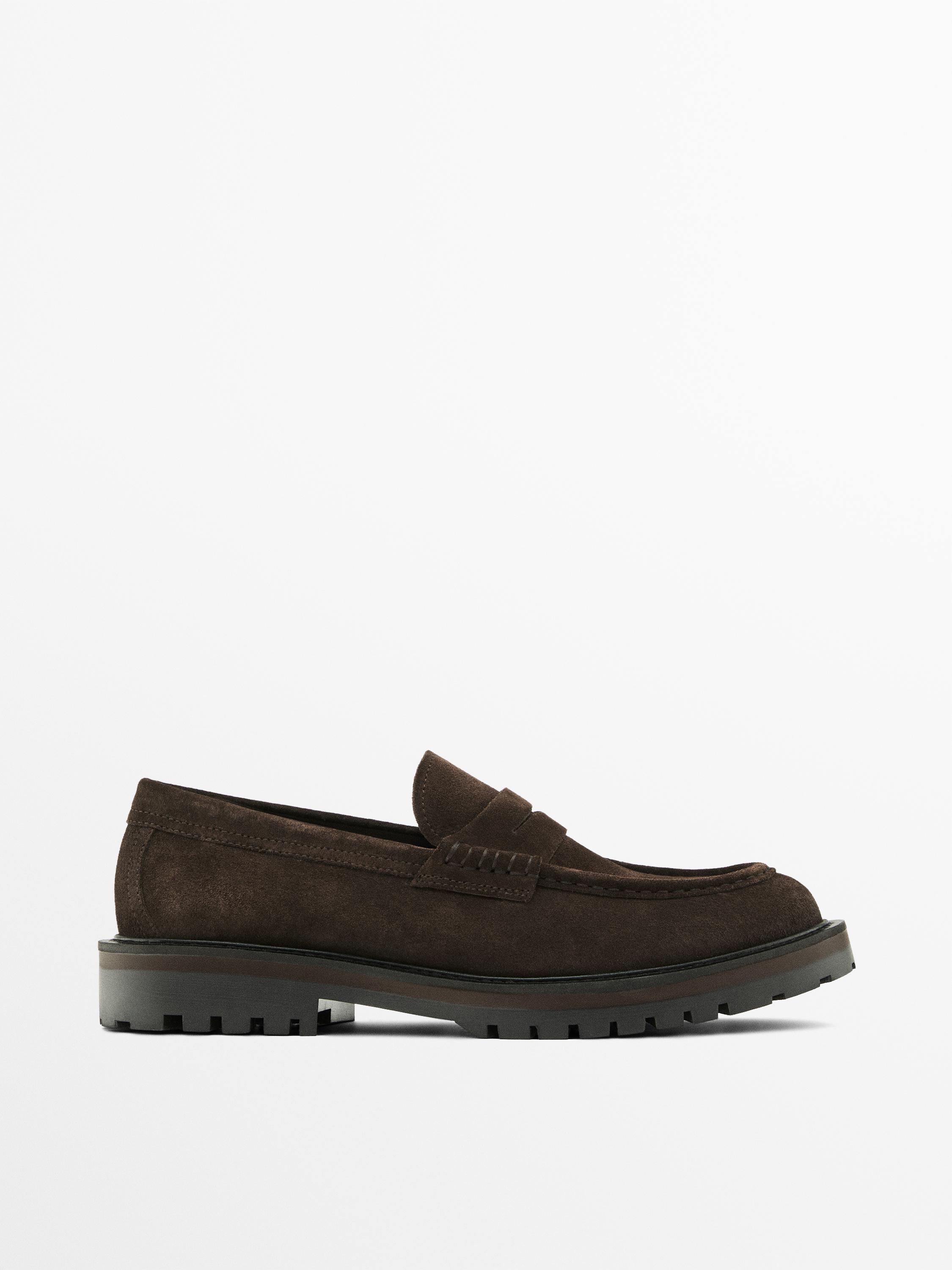 Track sole penny loafers