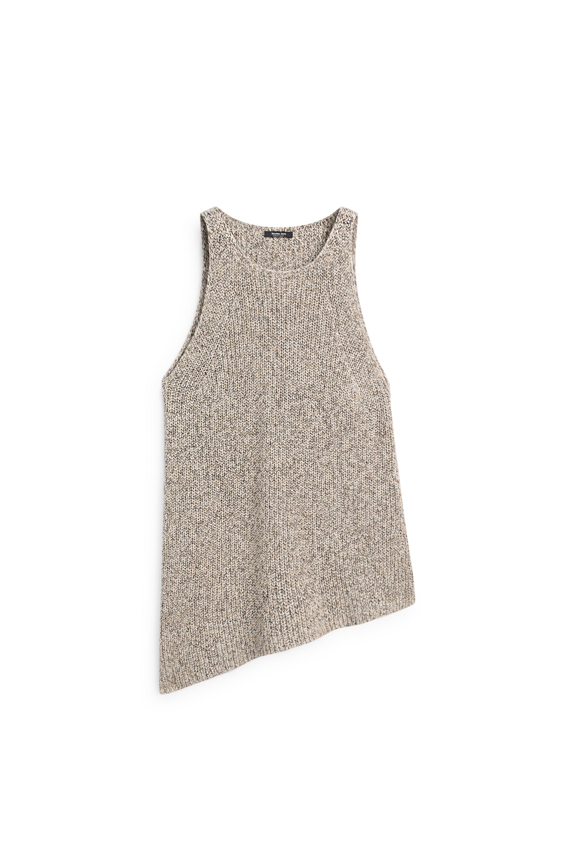 Asymmetric knit top — STONE
