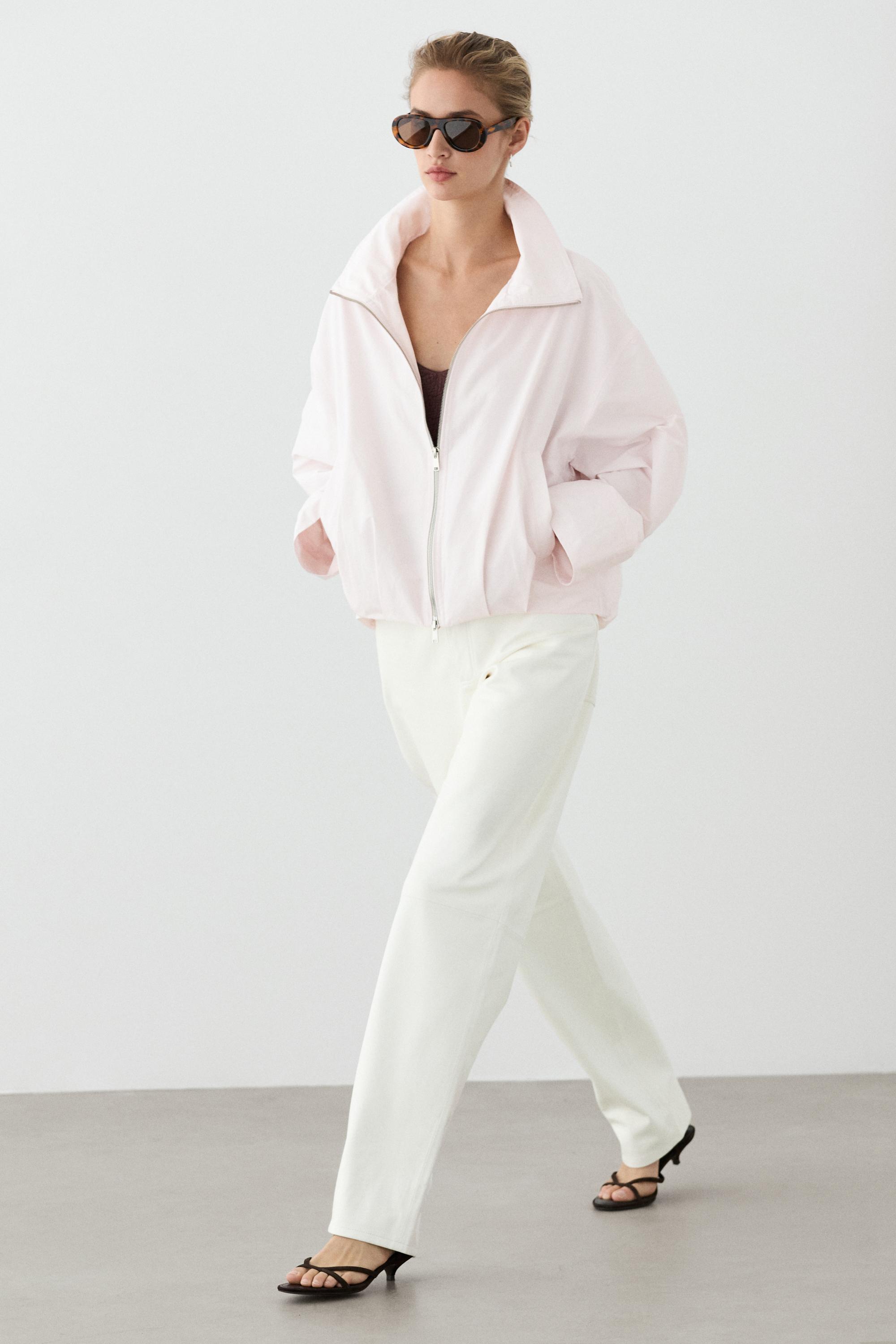 High-neck bomber jacket — ROSE PINK