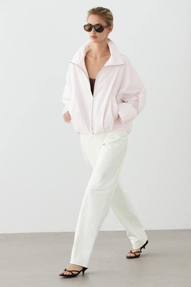 High-neck bomber jacket — ROSE PINK 3