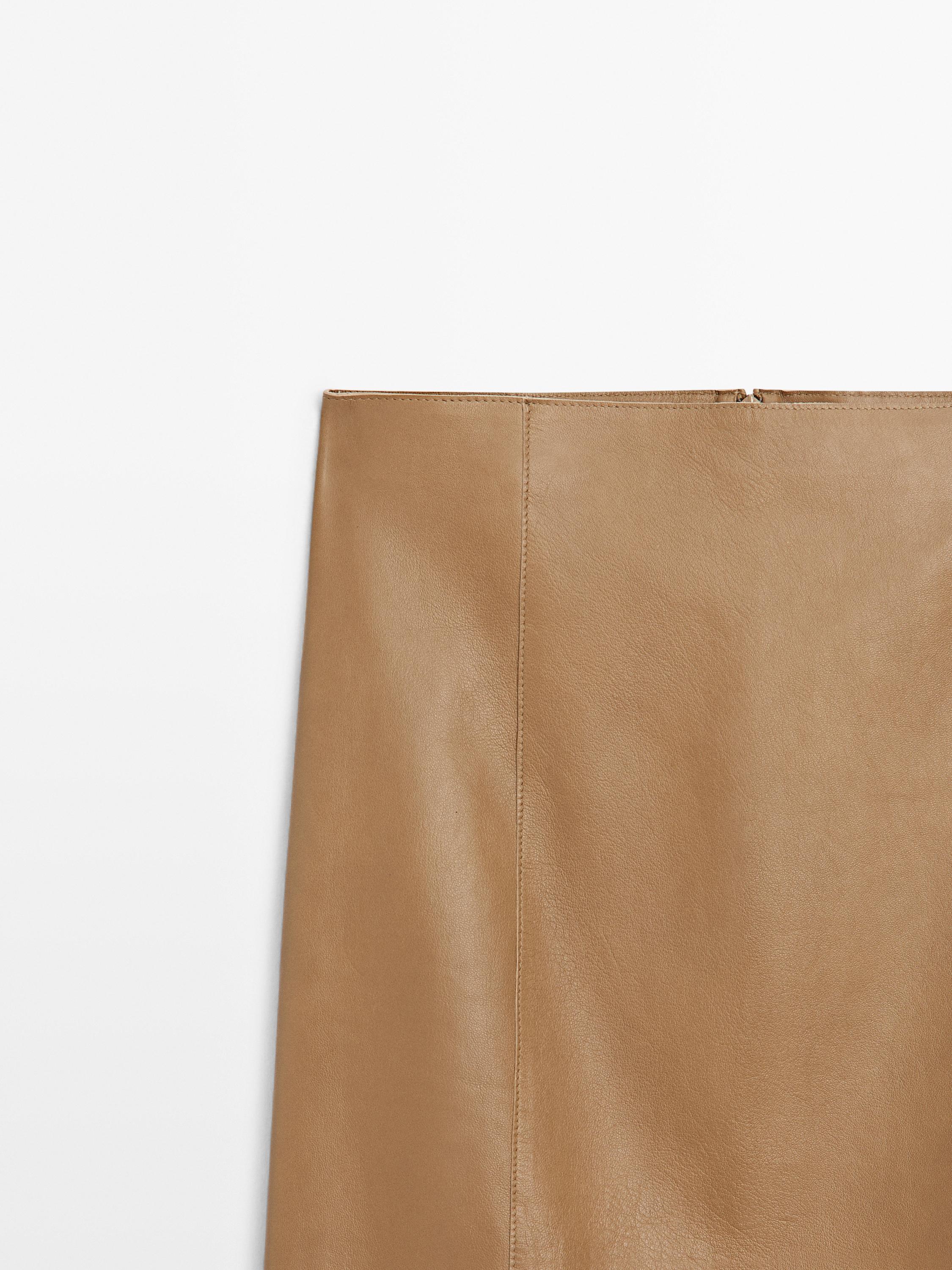 Nappa leather mini skirt
