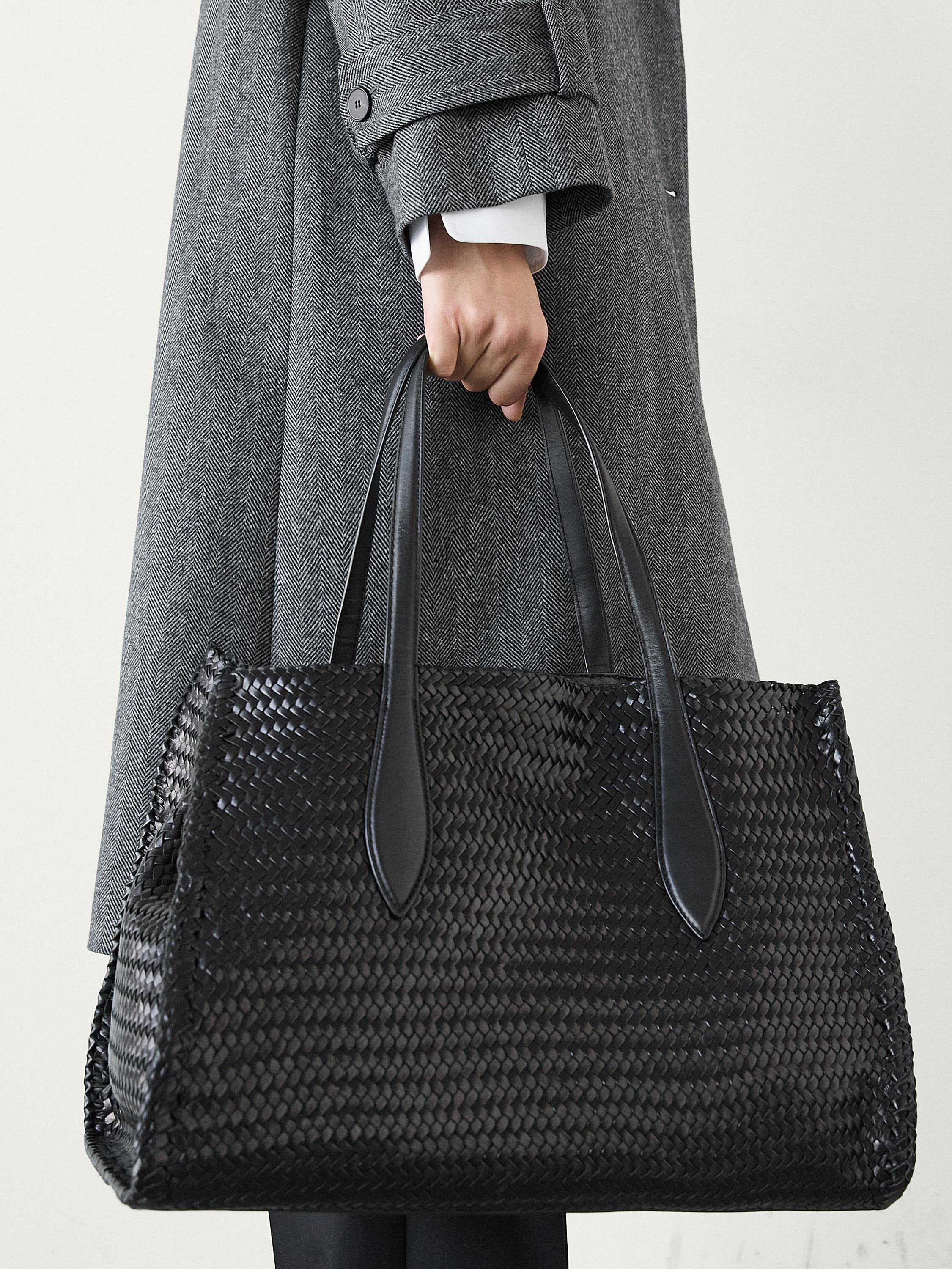 Grand sac satchel tressé en cuir nappa
