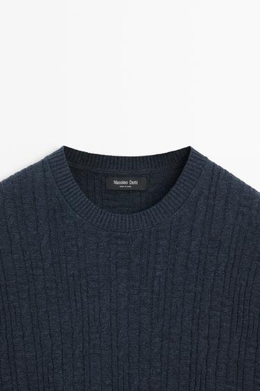 Cotton blend knit sweater — NAVY BLUE 9