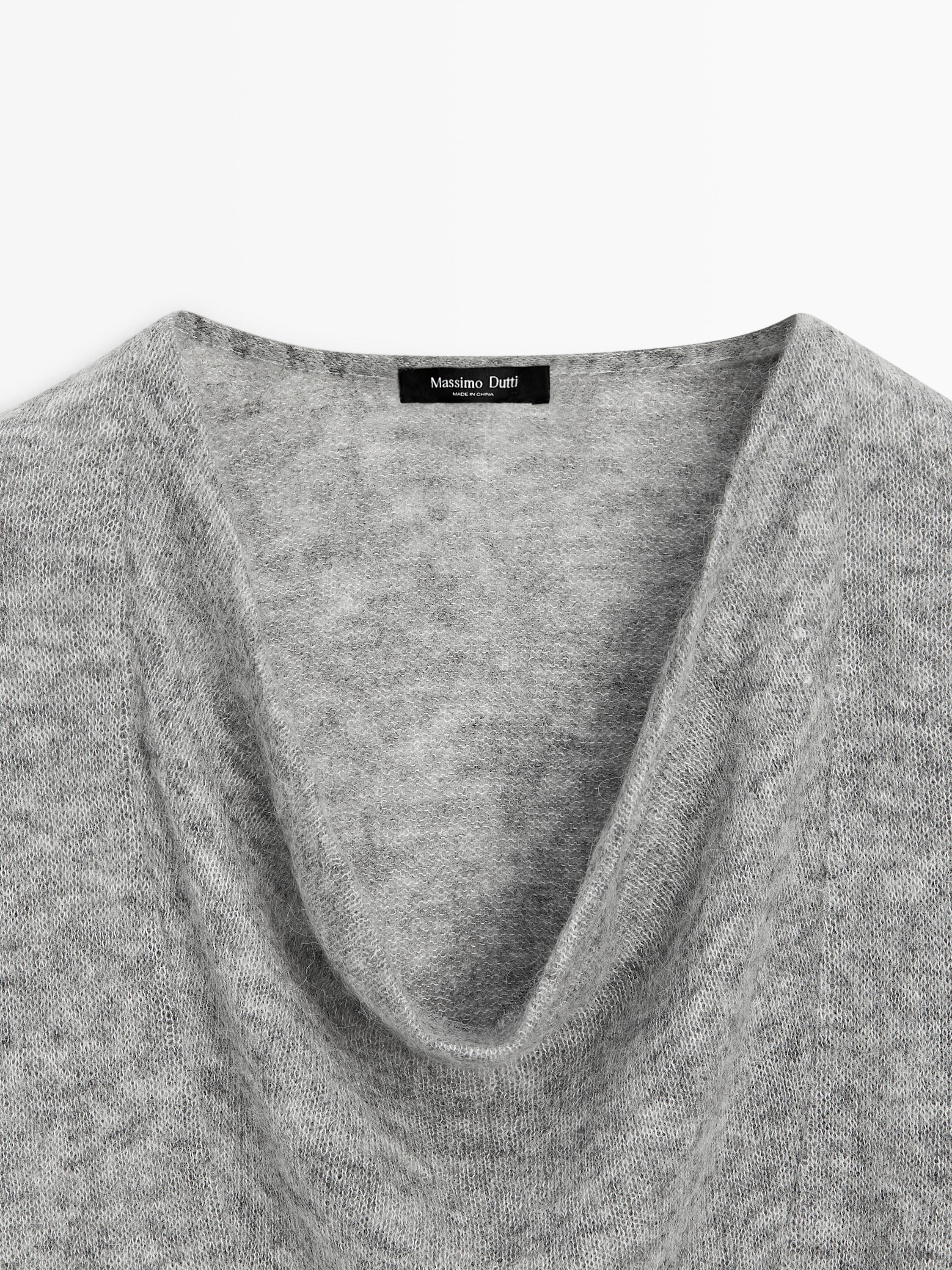 Knit sweater with cowl neck — GREY MARL