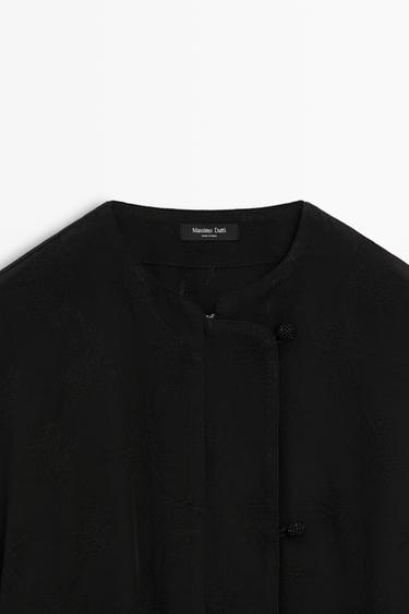 Cropped jacquard detail jacket — BLACK 9
