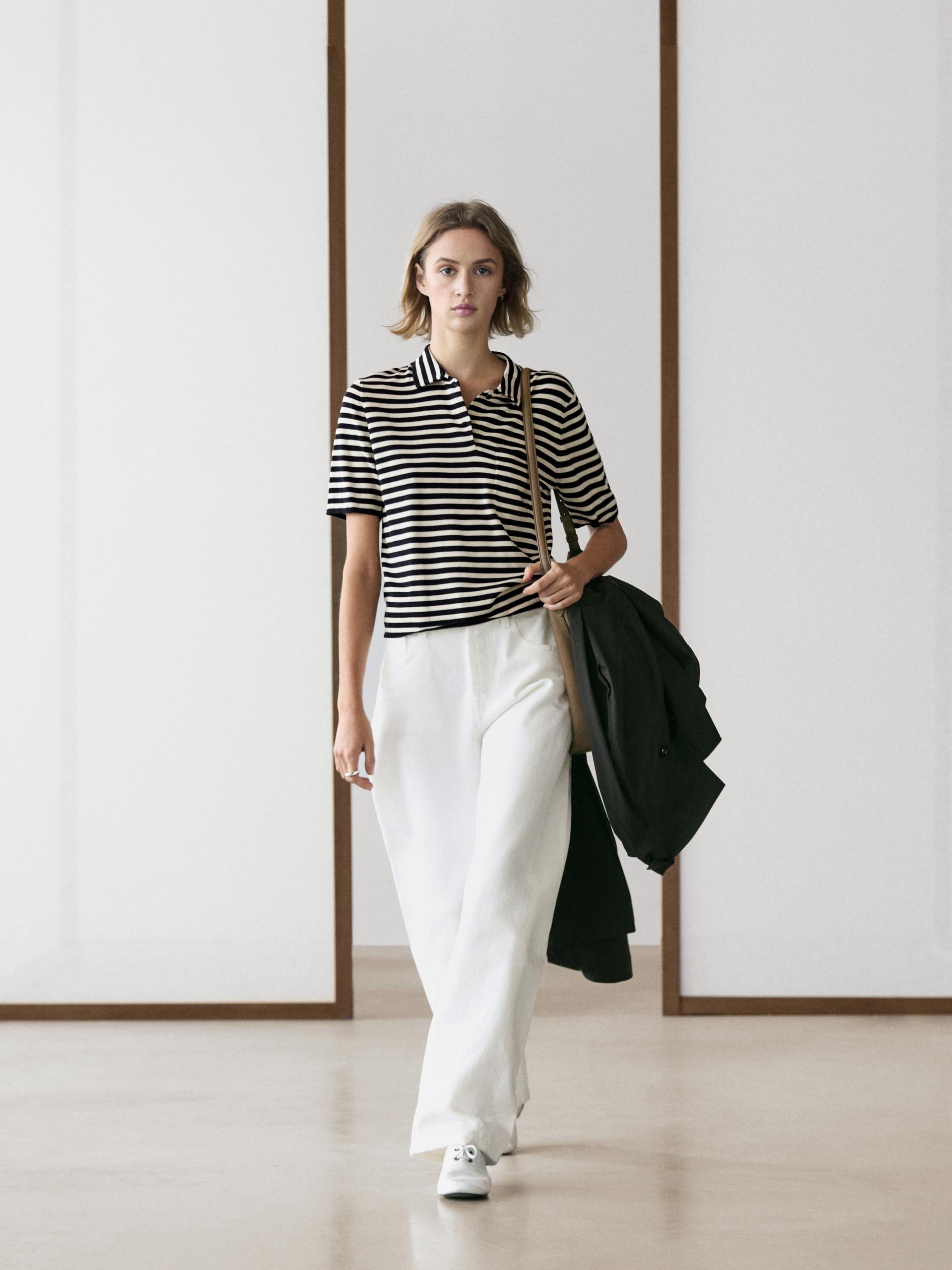 Polo In Maglia Con Dettaglio Di Tasca - Blu Marino - S - Massimo Dutti - Femminile