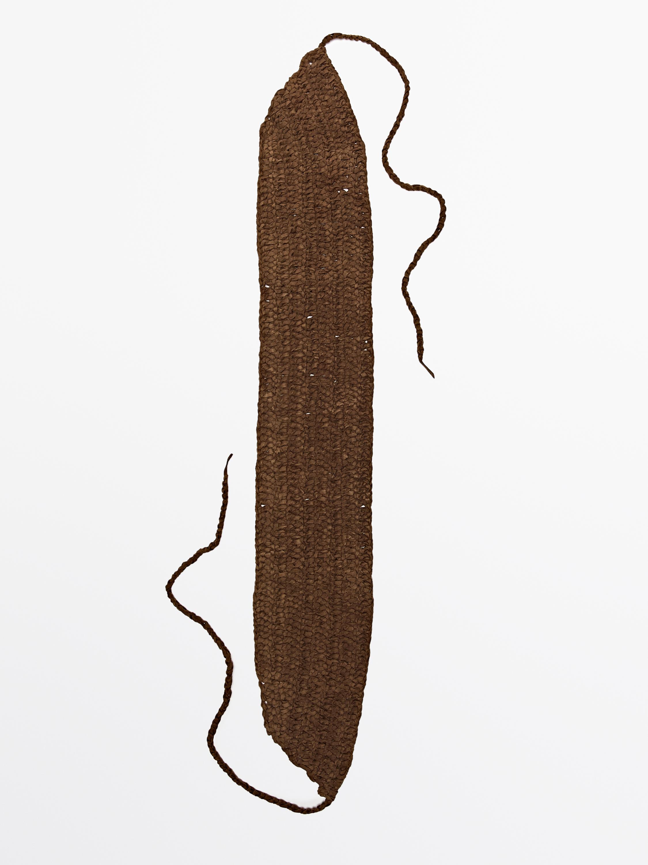 Plaited split suede leather sash belt