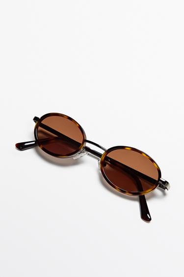 Metallic tortoiseshell-effect sunglasses — BROWN 4
