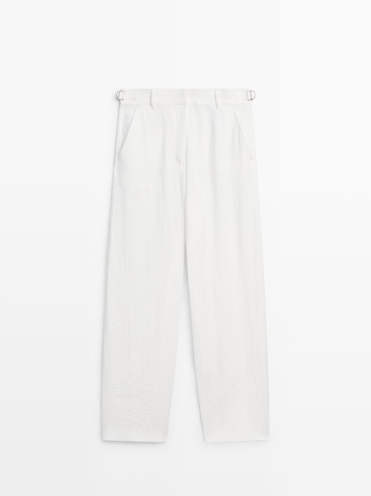 Flowing trousers with buckles — WHITE