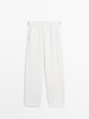Flowing trousers with buckles — WHITE 2