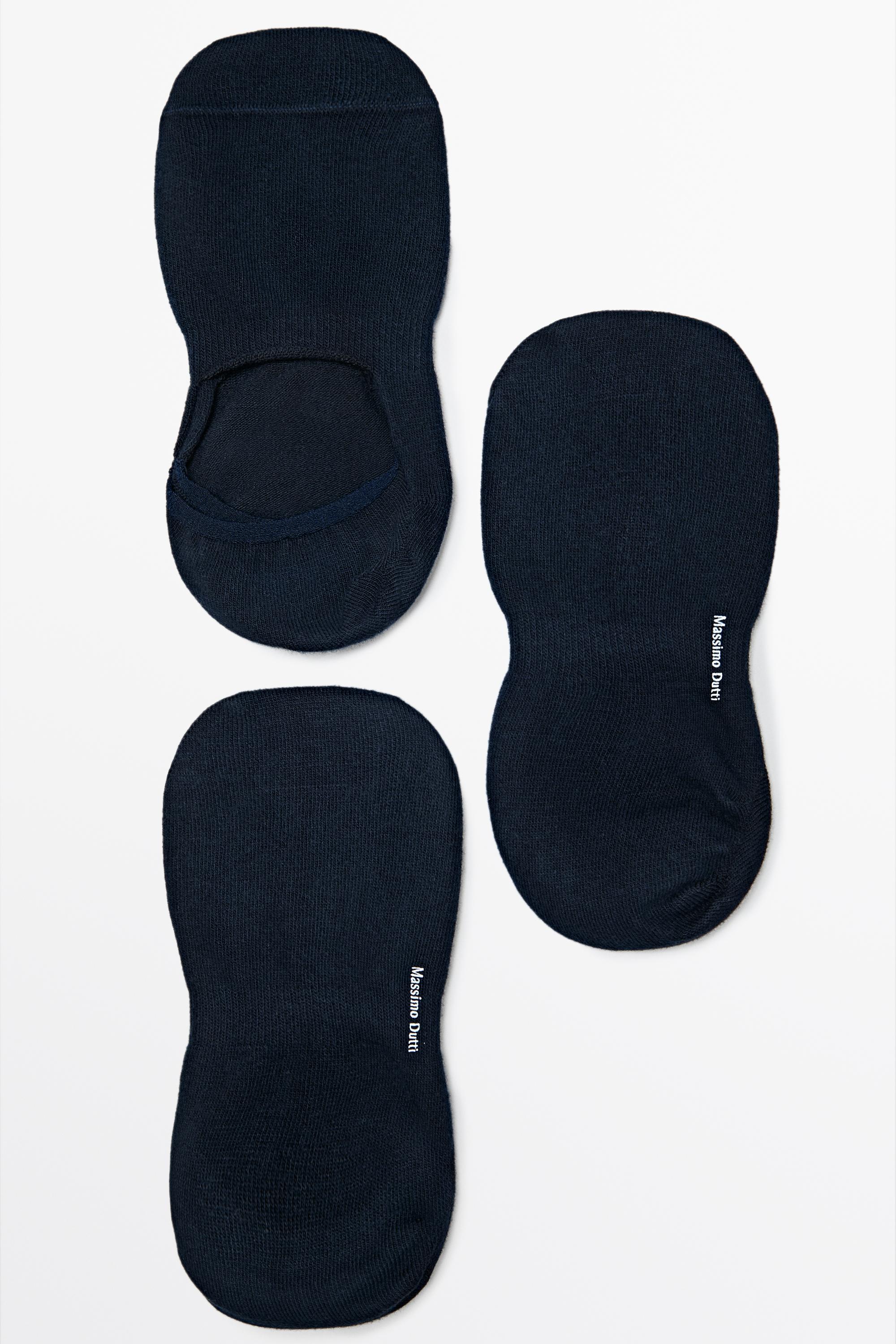 Pack of 3 pairs of no-show cotton blend socks — NAVY BLUE