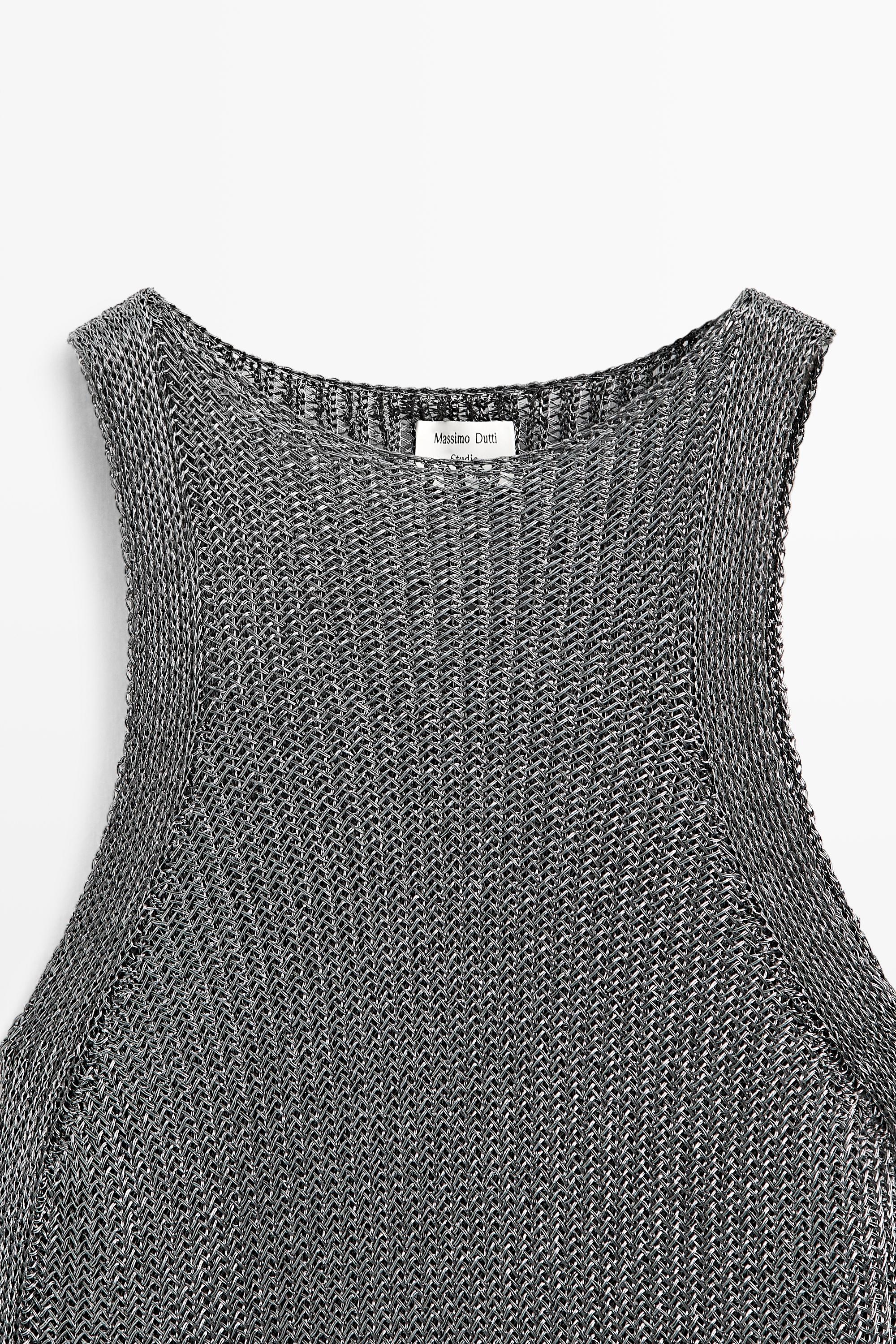 Metallic knit halter top - STUDIO — Silver
