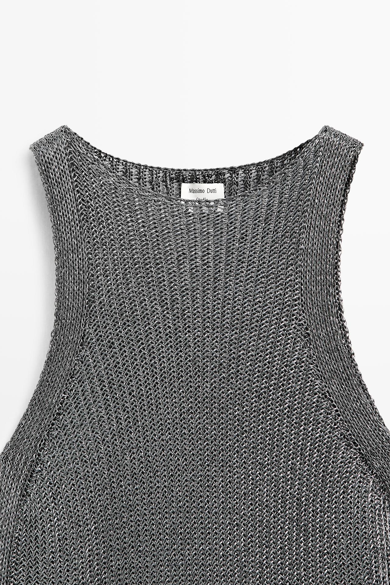 Metallic knit halter top - STUDIO — Silver