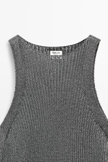 Metallic knit halter top - STUDIO — Silver 7