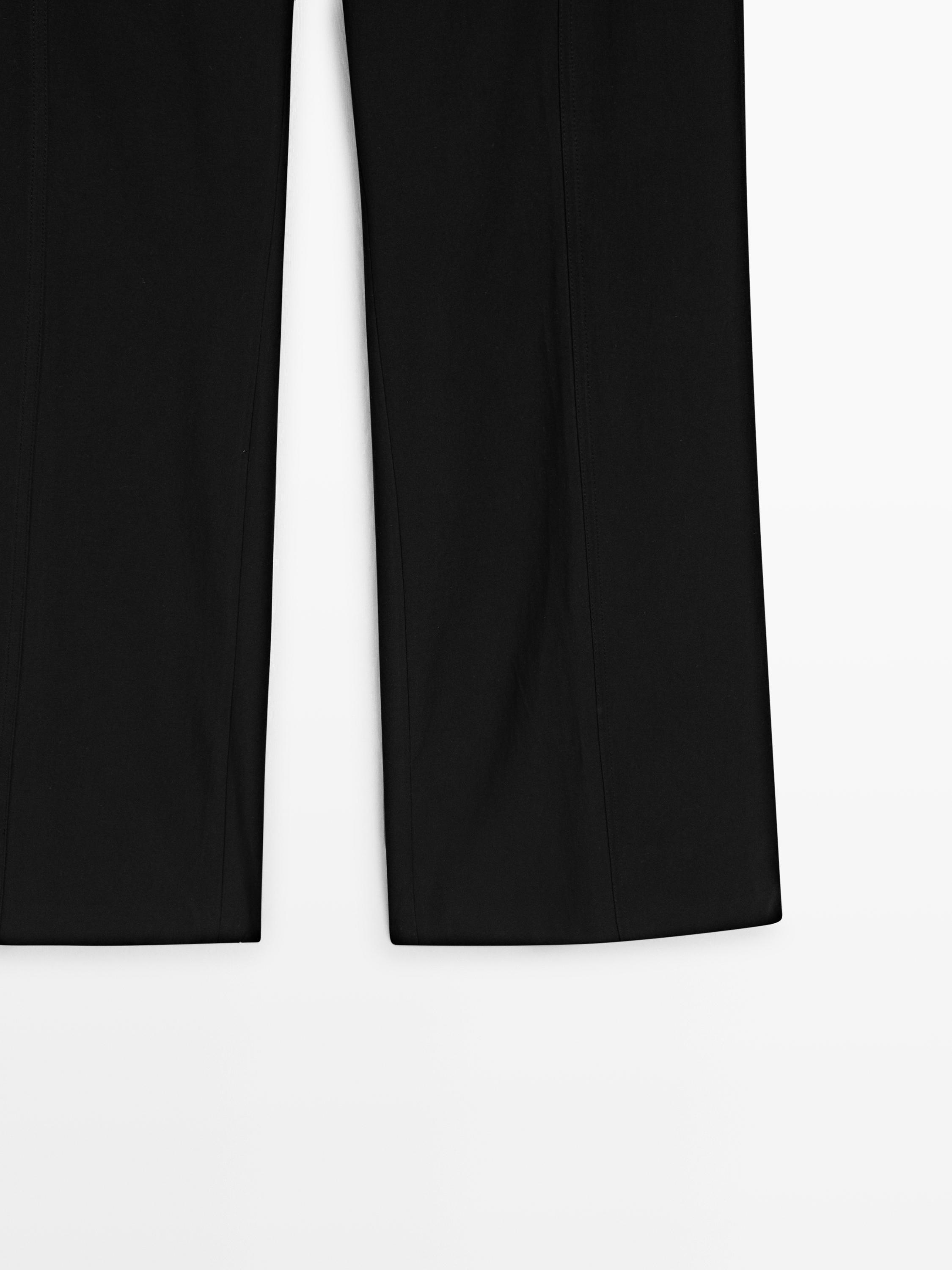 Cotton blend flared pants — BLACK
