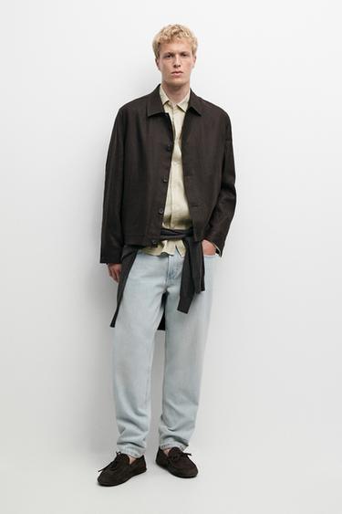 100% linen total look overshirt — BROWN 1