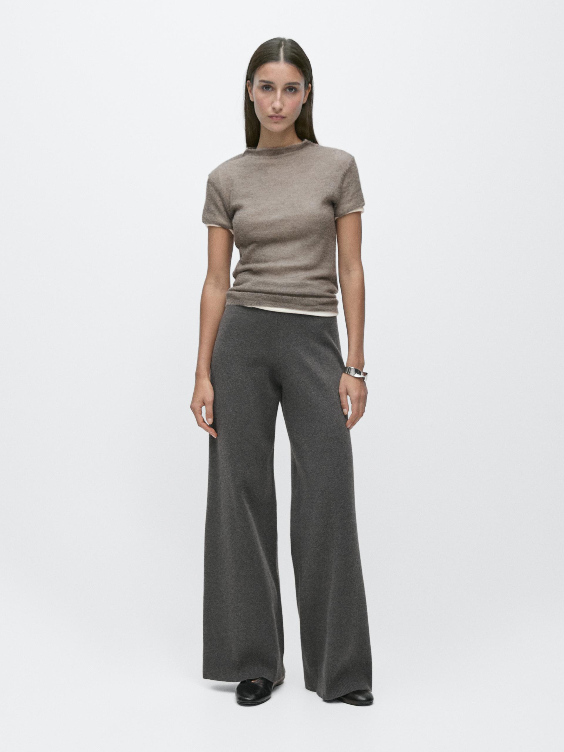 Pantaloni Culotte In Maglia - Grigio - M - Massimo Dutti - Femminile