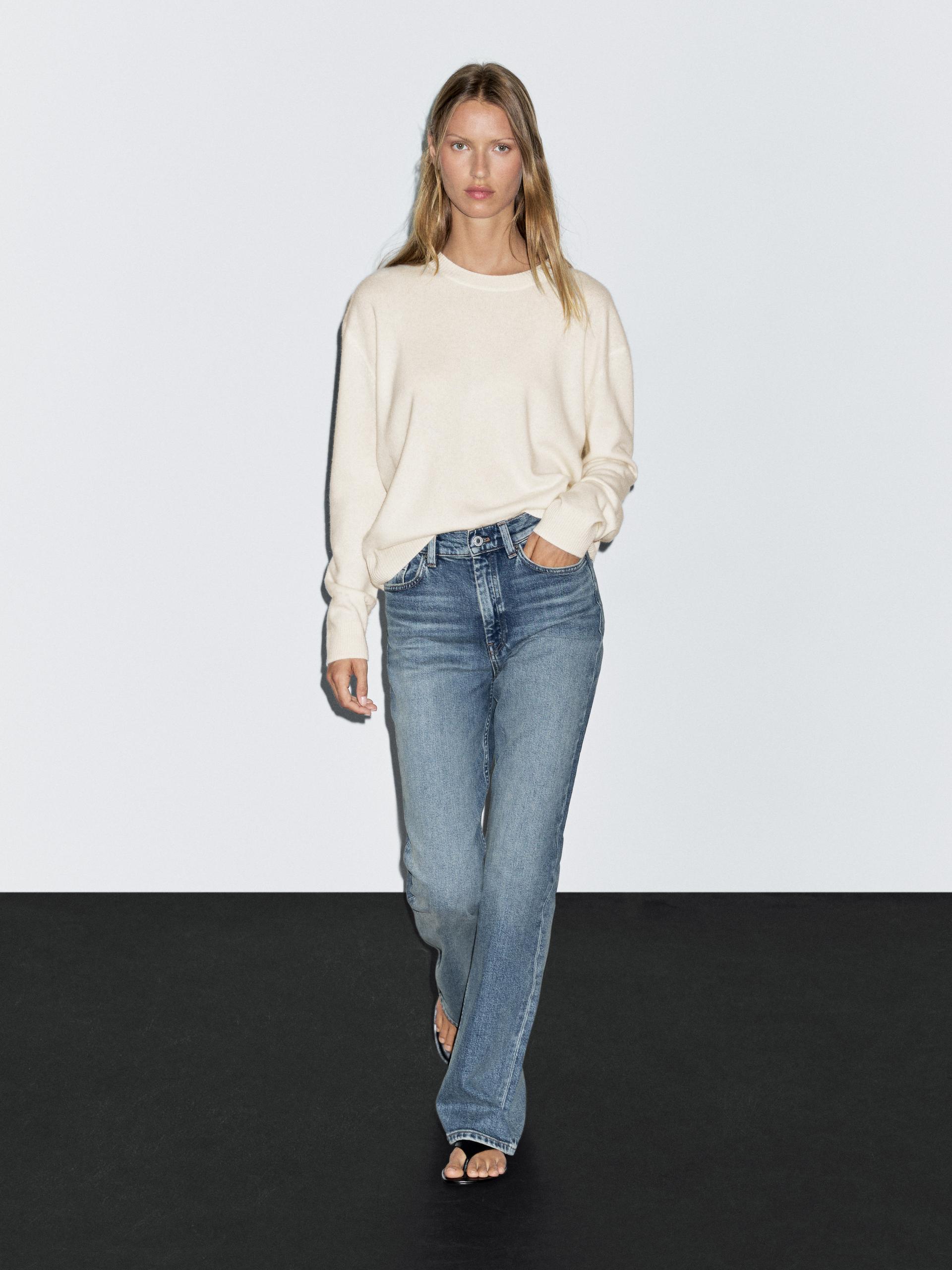 Pull Col Rond 100 % Cachemire - Cru - M - Massimo Dutti - Femme