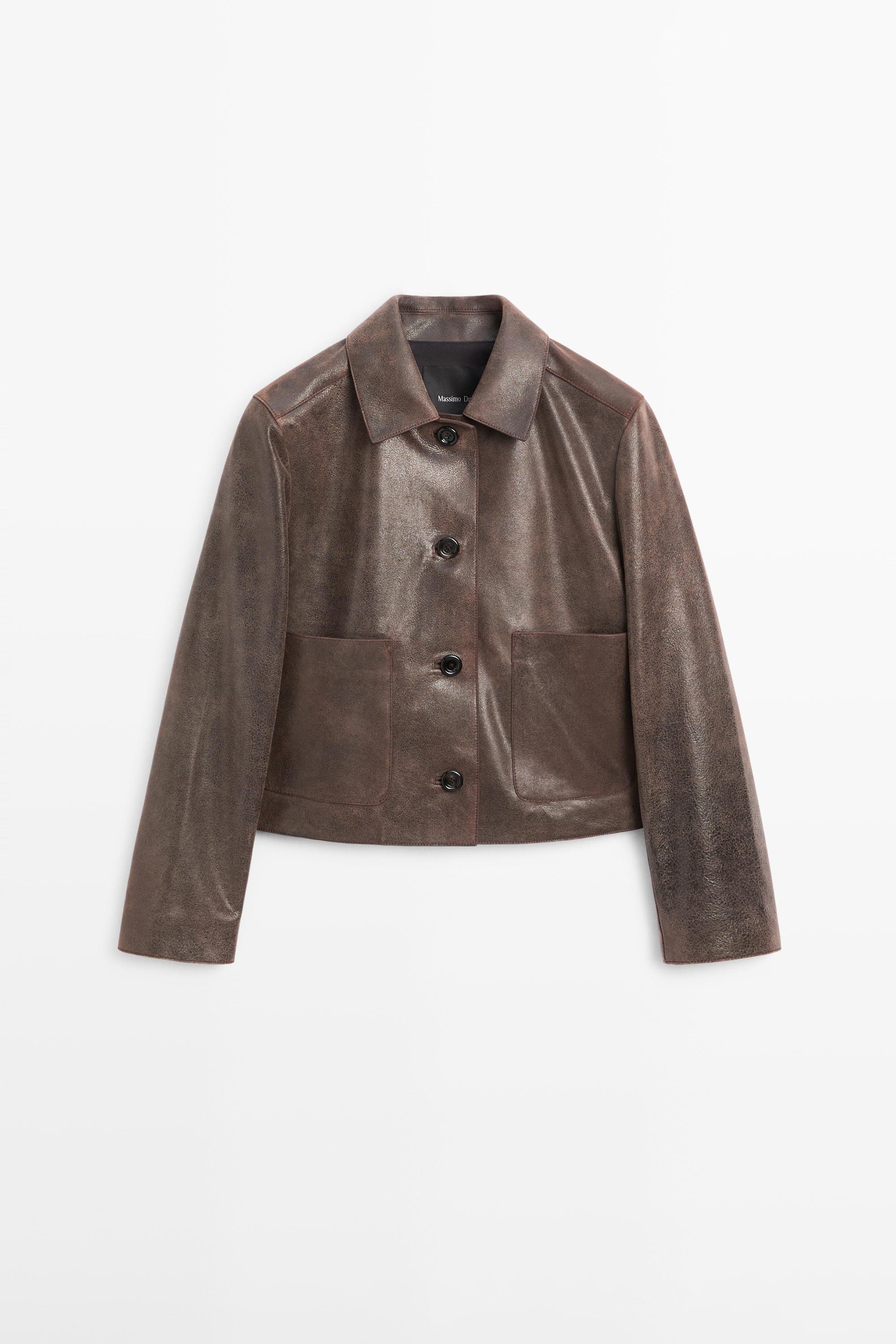 Veste en cuir finition daim