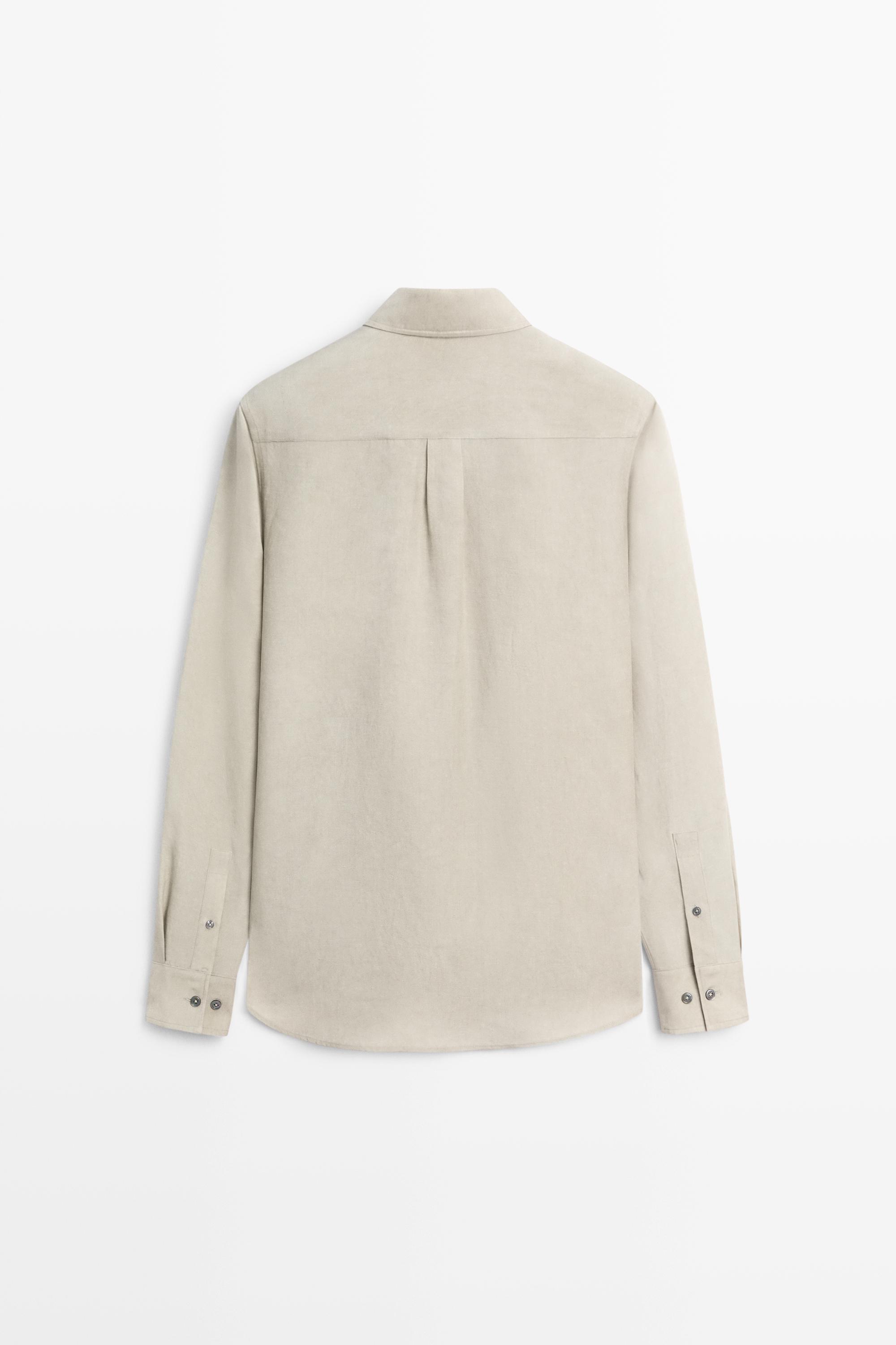 Flowing regular fit lyocell-linen shirt — GREEN