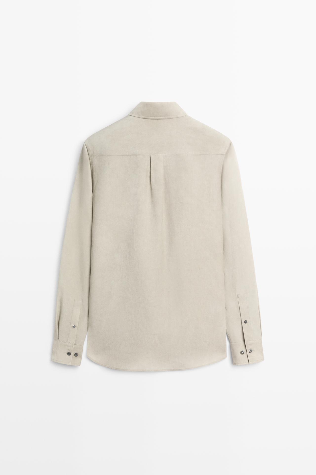 Flowing regular fit lyocell-linen shirt — GREEN