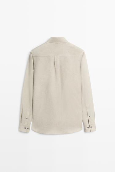 Flowing regular fit lyocell-linen shirt — GREEN 6